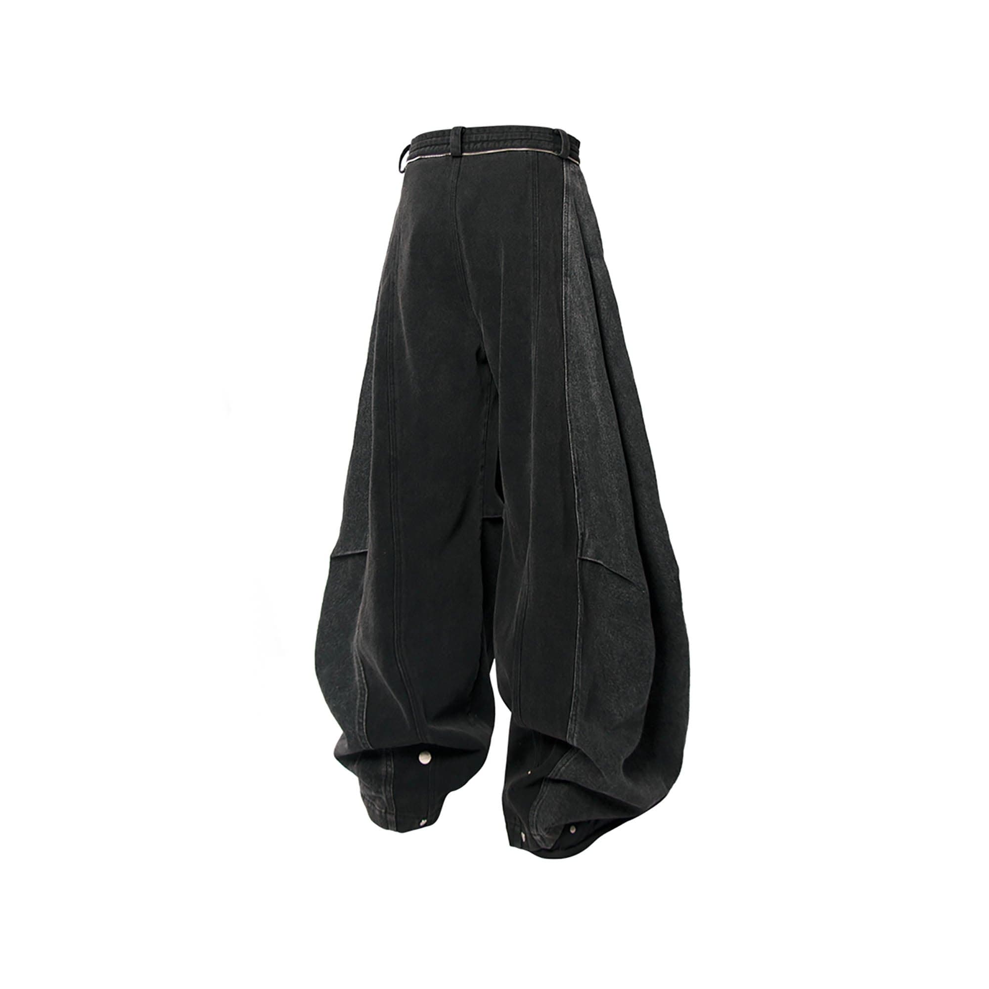 RELABEL Detachable Plaid Back Flap Spliced Jeans, premium urban and streetwear designers apparel on PROJECTISR.com, RELABEL