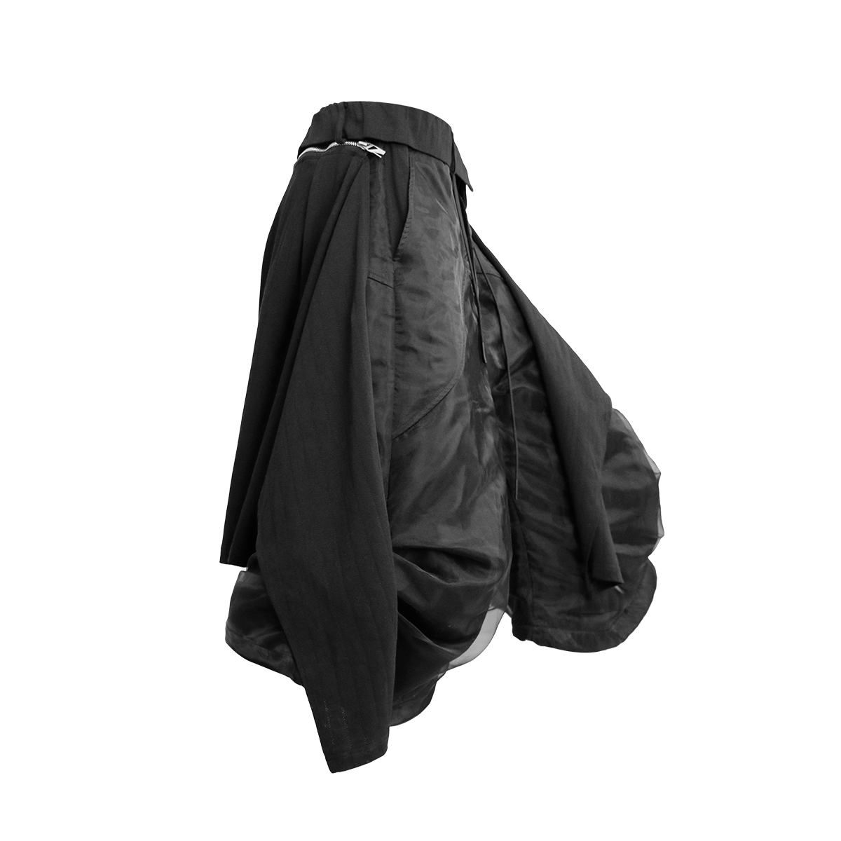 RELABEL Detachable Drape Ruched Oversized Shorts Black, premium urban and streetwear designers apparel on PROJECTISR.com, RELABEL