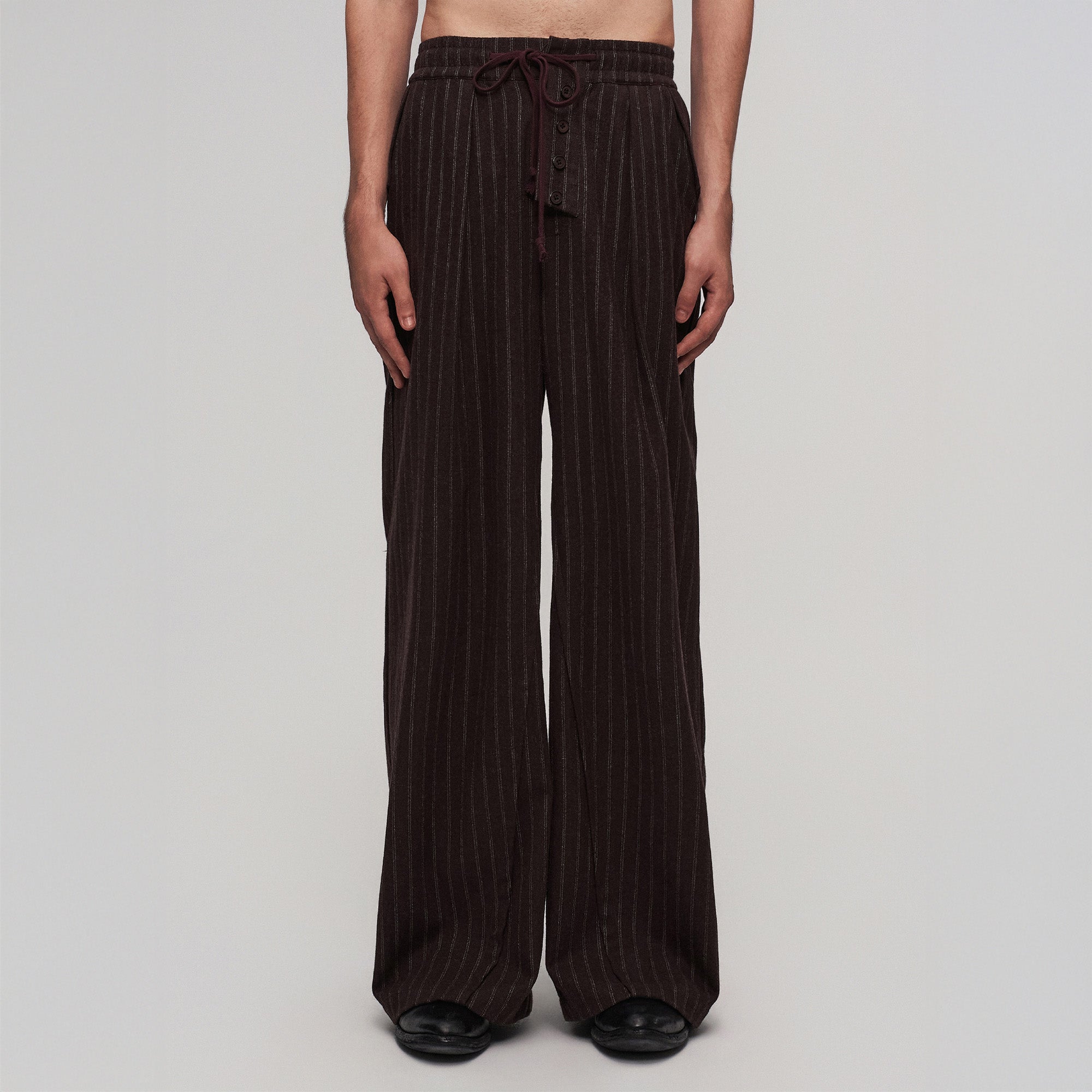 ILNya Nieternite Nifutur Wool-Blend Pinstripe Wide-Leg Pants