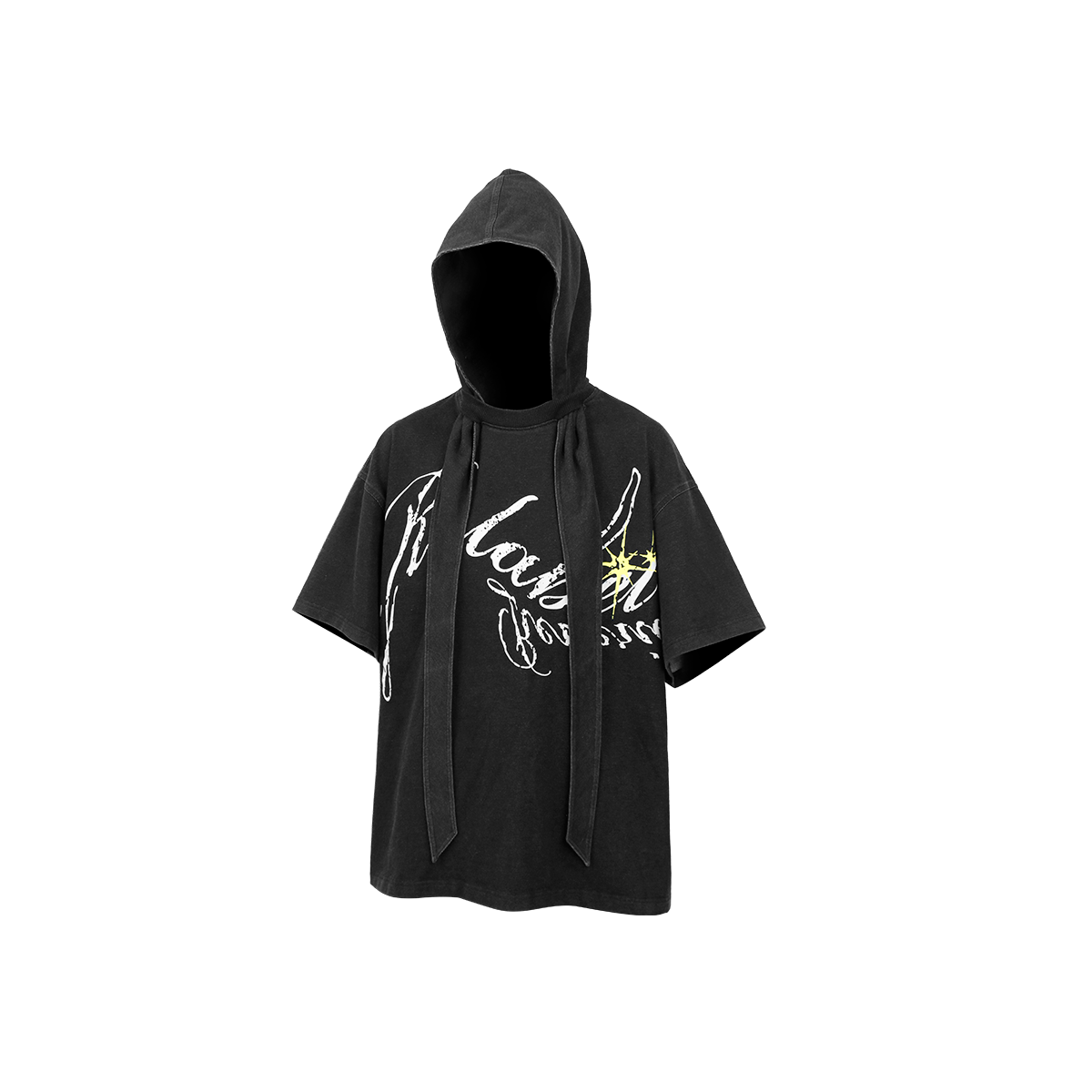 RELABEL Detachable Hood Washed Denim Tee, premium urban and streetwear designers apparel on PROJECTISR.com, RELABEL