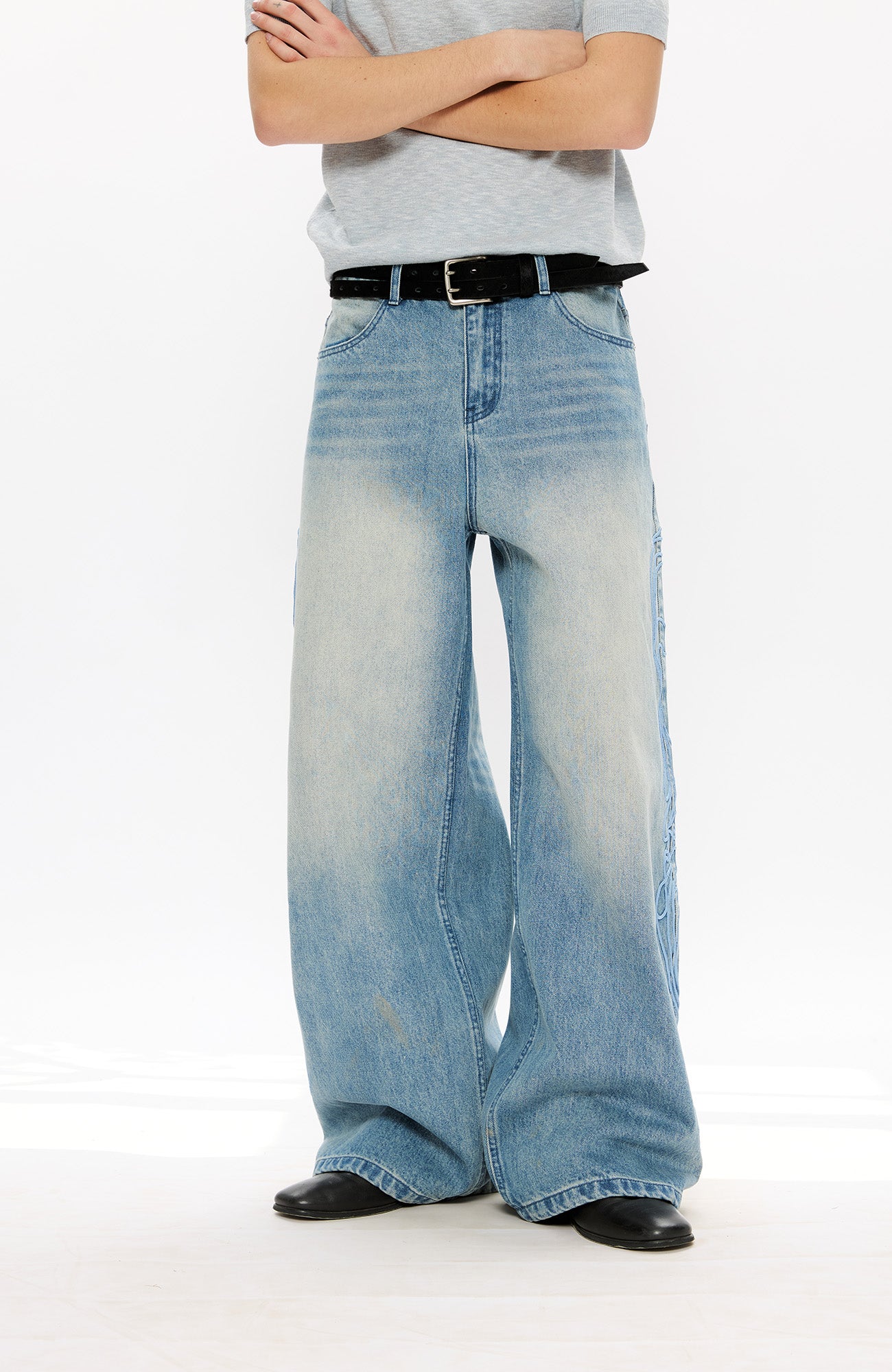 KREATE Totem Embroidered Jeans, premium urban and streetwear designers apparel on PROJECTISR.com, KREATE