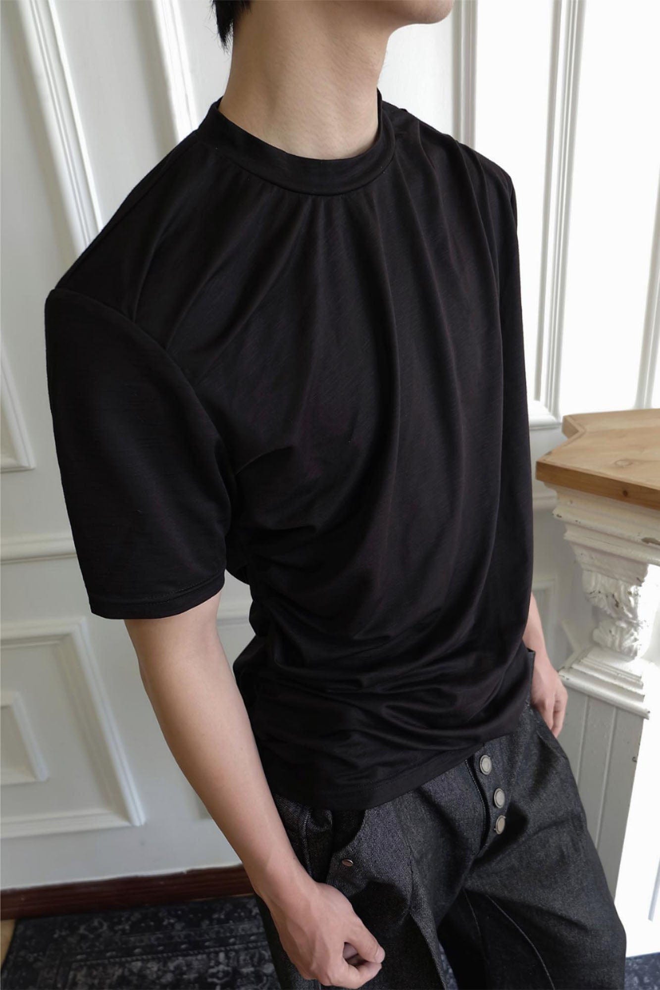 SSIN7 Essential Drape Texture Mock T-Shirt, premium urban and streetwear designers apparel on PROJECTISR.com, SSIN7