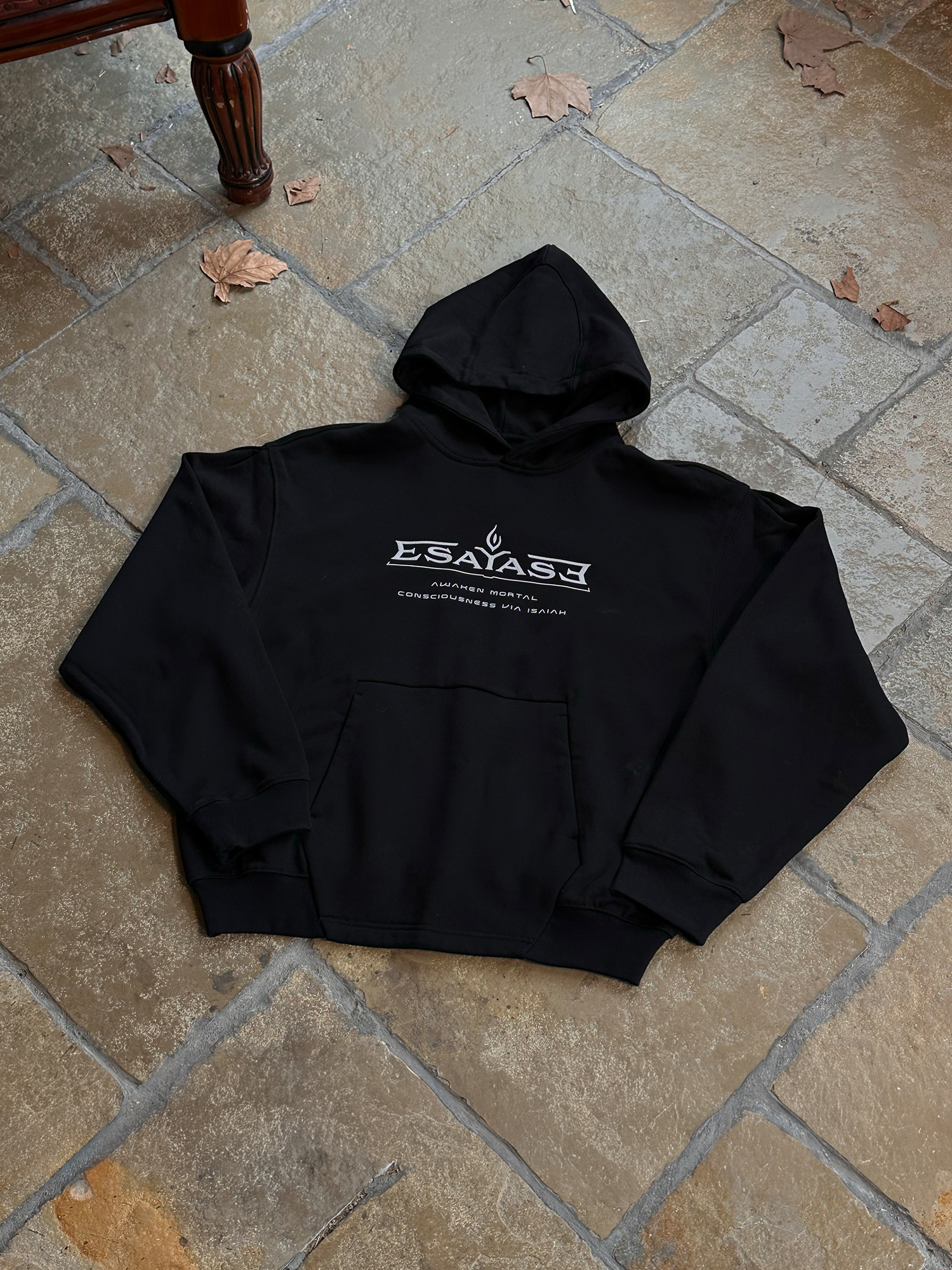 ESAIAS Silicone Letter Graphic Boxy Hoodie, premium urban and streetwear designers apparel on PROJECTISR.com, ESAIAS