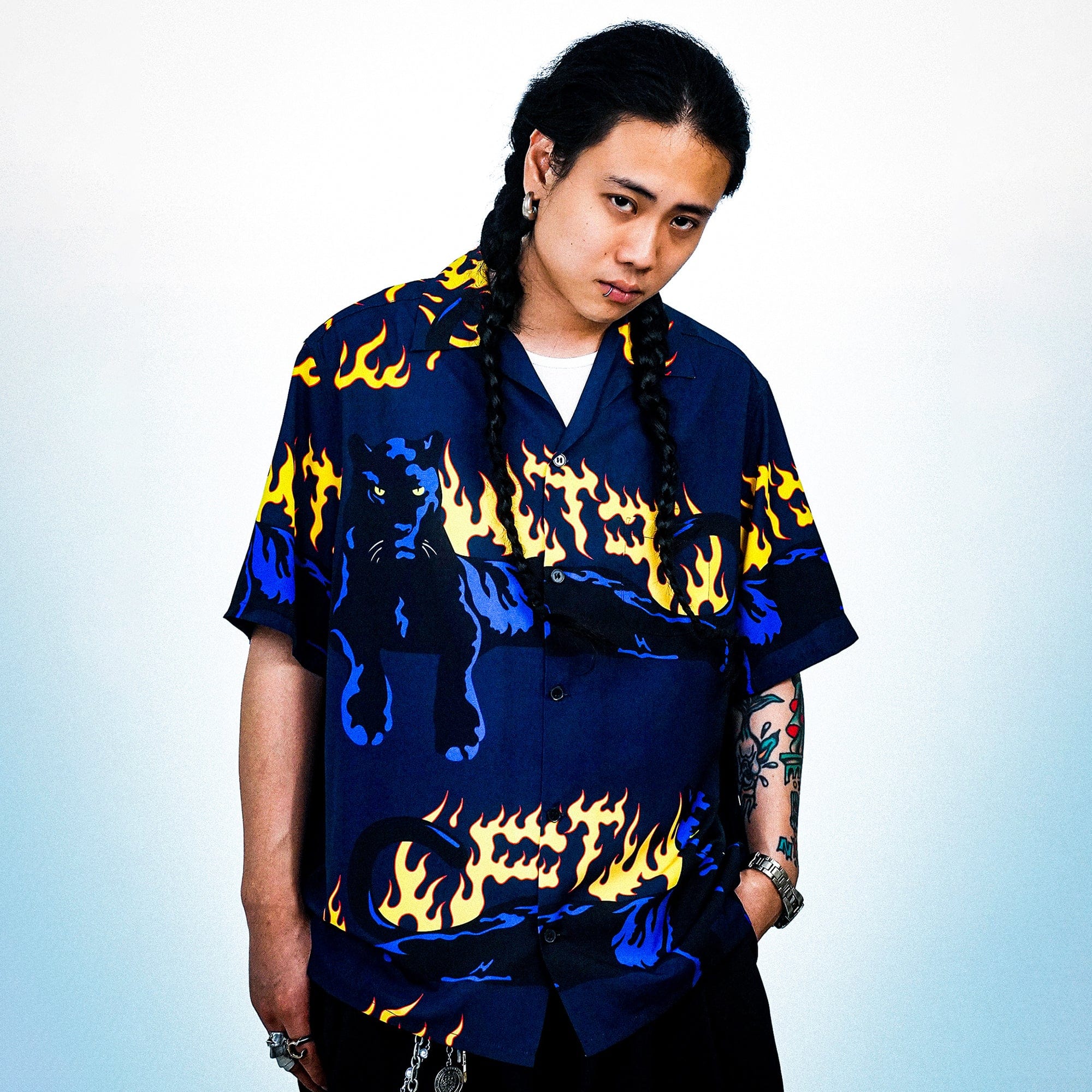 WCC Flaming Panther Half-Shirt, premium urban and streetwear designers apparel on PROJECTISR.com, WCC