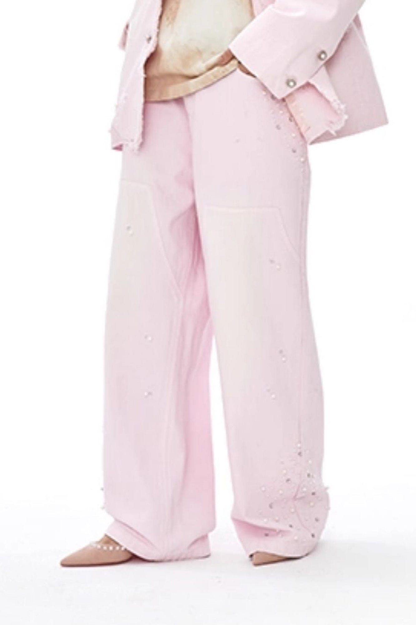 VANN VALRENCE Washed Beaded Double-Knee Trousers, premium urban and streetwear designers apparel on PROJECTISR.com, VANN VALRENCE