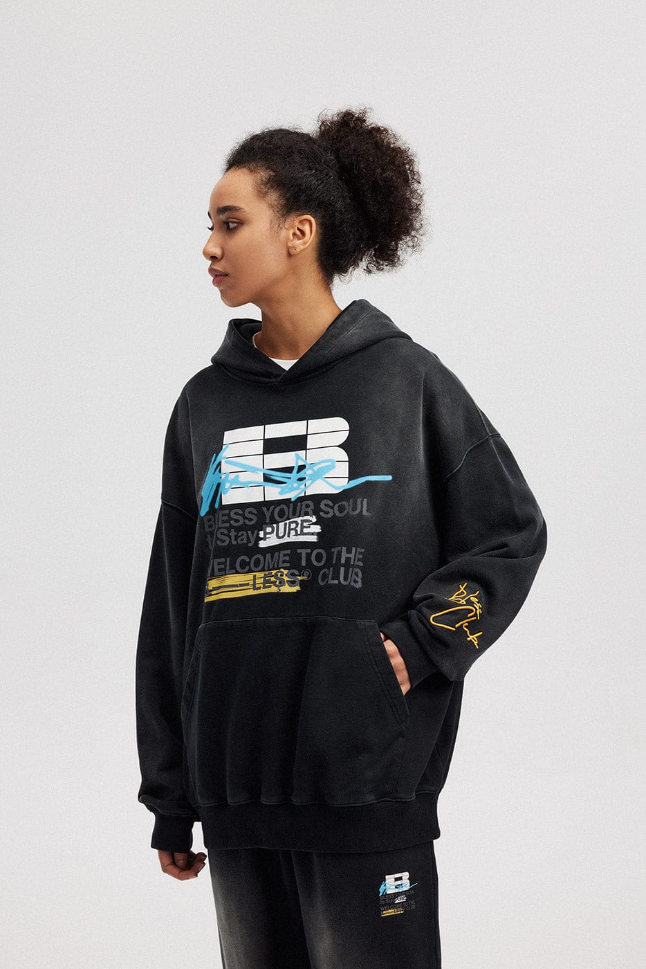 BONELESS Slogan Logo Washed Hoodie, premium urban and streetwear designers apparel on PROJECTISR.com, BONELESS