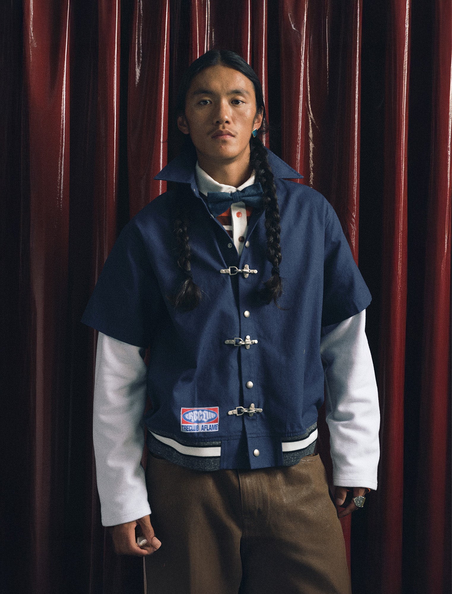 TRECLUB Hook-Buckle Layered Canvas Jacket, premium urban and streetwear designers apparel on PROJECTISR.com, TRECLUB