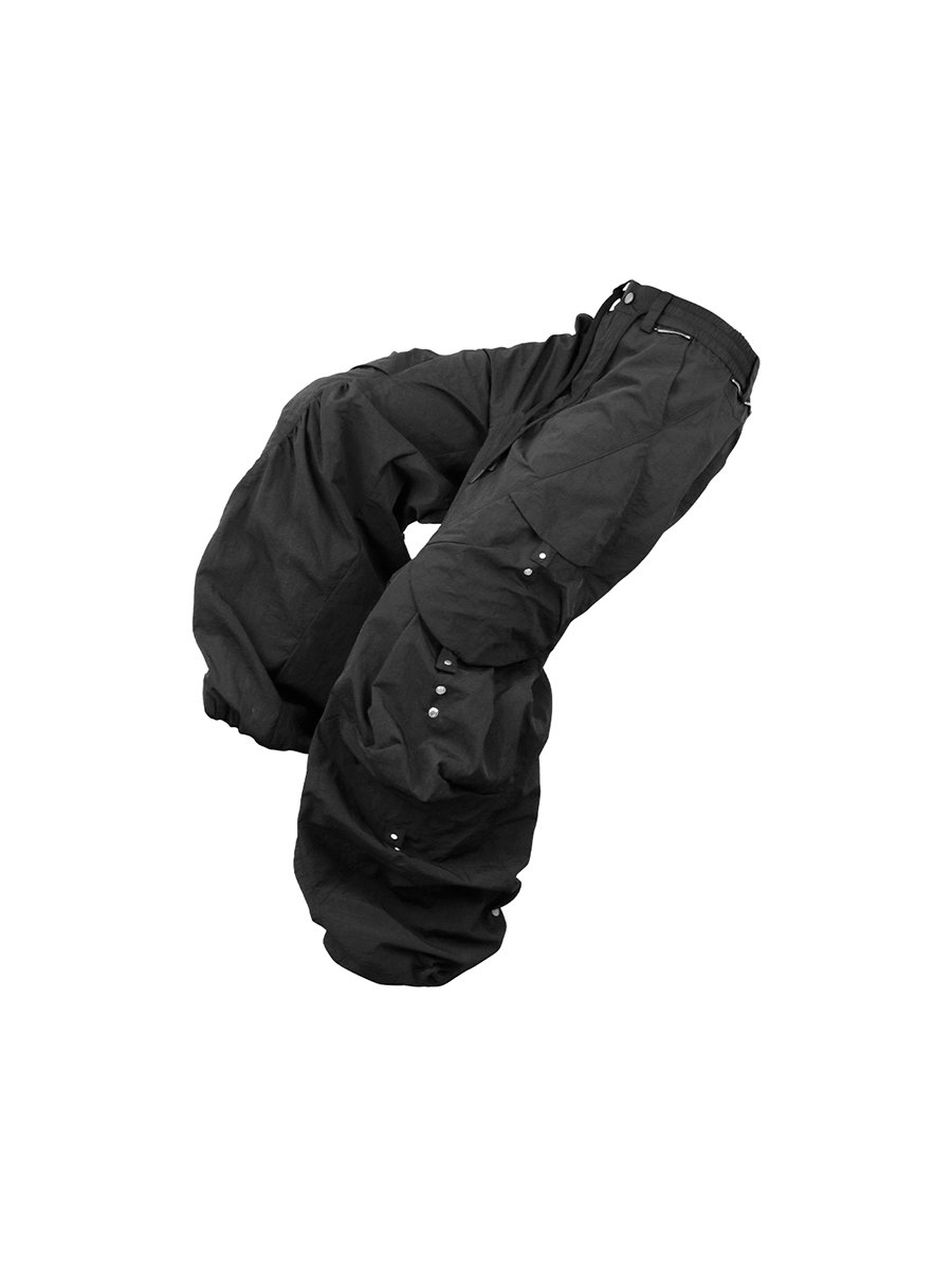 RELABEL Waterproof Nylon Drawstring Oversized Cargo Black, premium urban and streetwear designers apparel on PROJECTISR.com, RELABEL