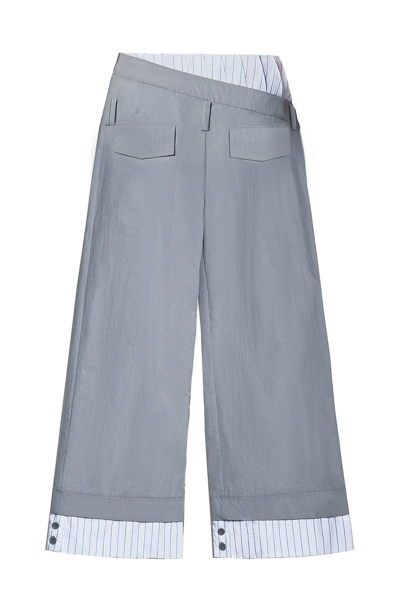 OIPWORD Asymmetrical Waist Faux-Layered Wide-Leg Pants, premium urban and streetwear designers apparel on PROJECTISR.com, OIPWORD