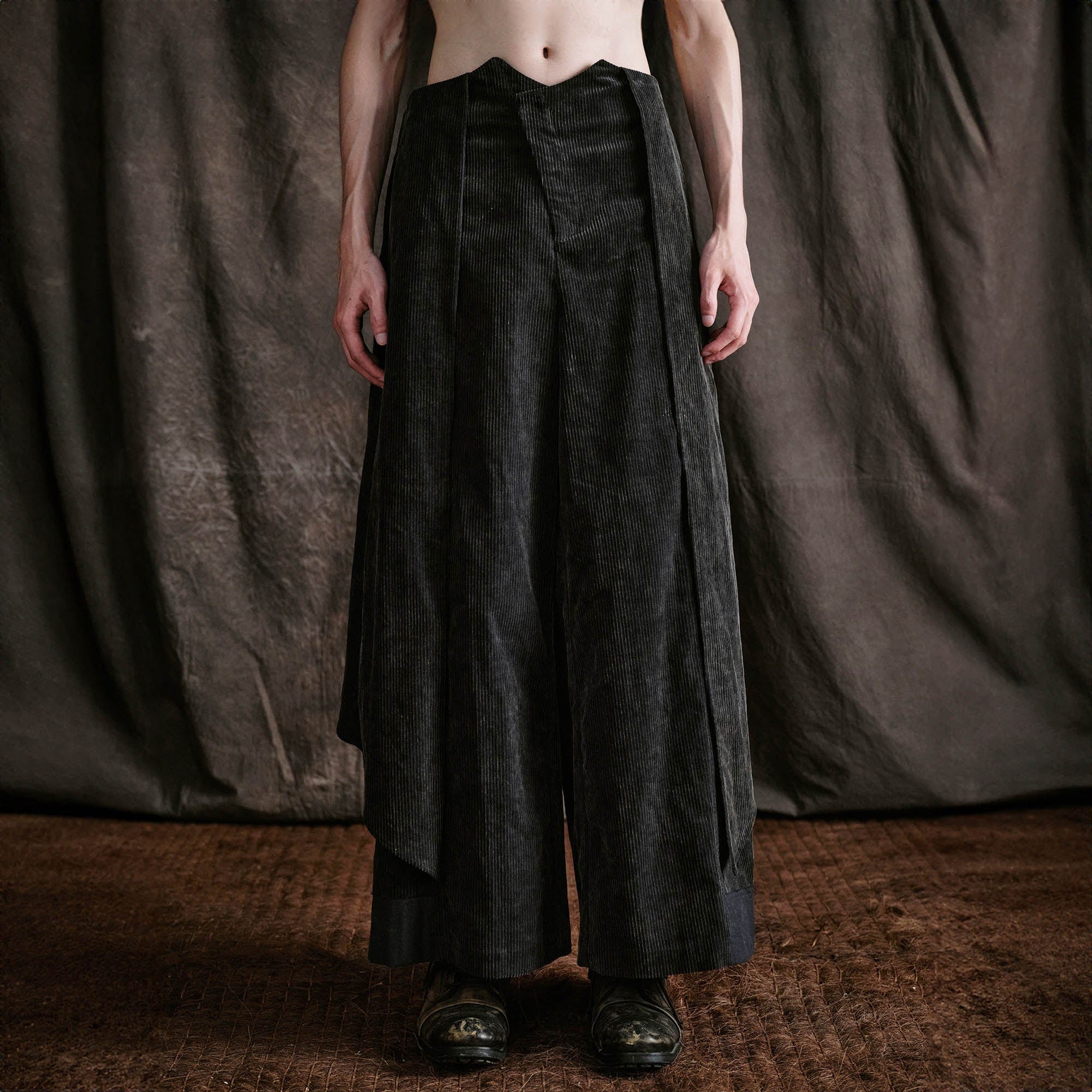 ILNya Nieternite Nifutur Layered Corduroy Wrap-Paneled Wide-Leg Trousers, premium urban and streetwear designers apparel on PROJECTISR.com, ILNya Nieternite Nifutur