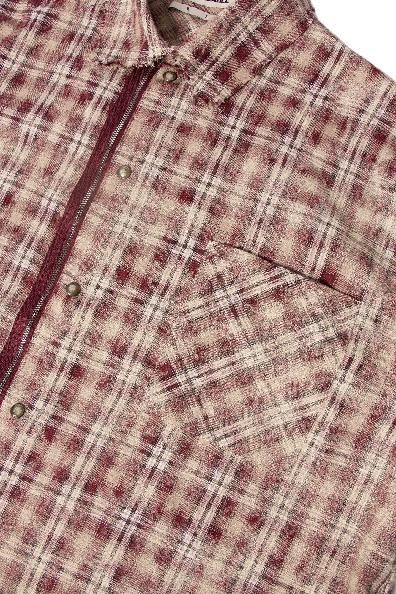 RELABEL Tie-dye Plaid Dual Closure Frayed Shirt, premium urban and streetwear designers apparel on PROJECTISR.com, RELABEL