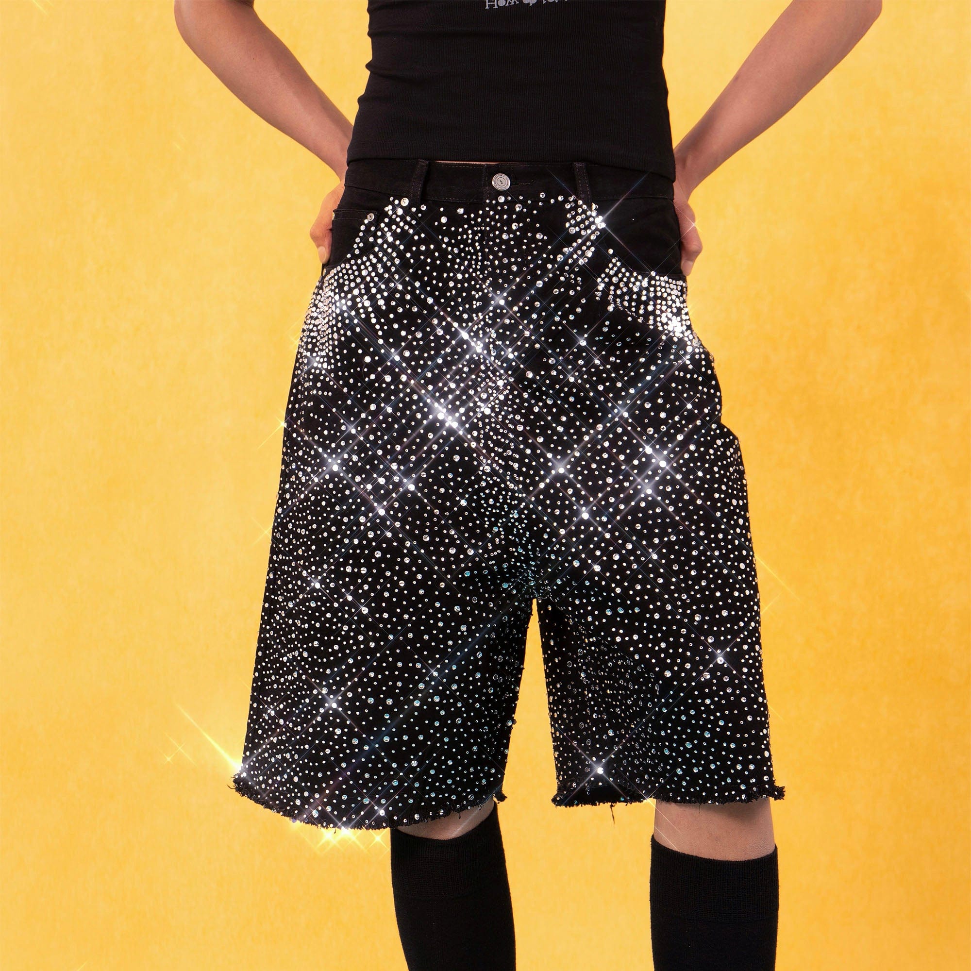 CLP Radiant Diamond Fringe Denim Shorts, premium urban and streetwear designers apparel on PROJECTISR.com, CLP