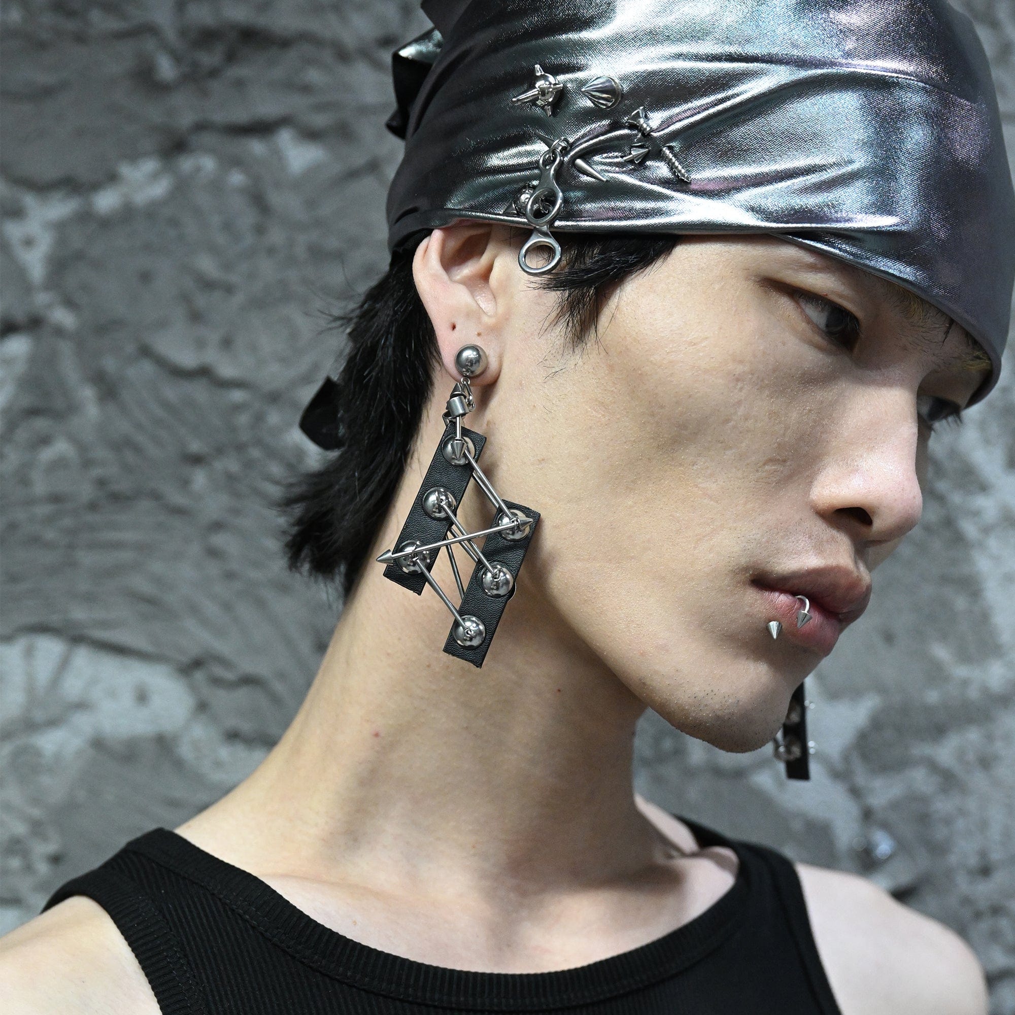 ILLUSORY Modern Hunter Metallic-Bead PU Earring/ Ear Clip, premium urban and streetwear designers apparel on PROJECTISR.com, ILLUSORY