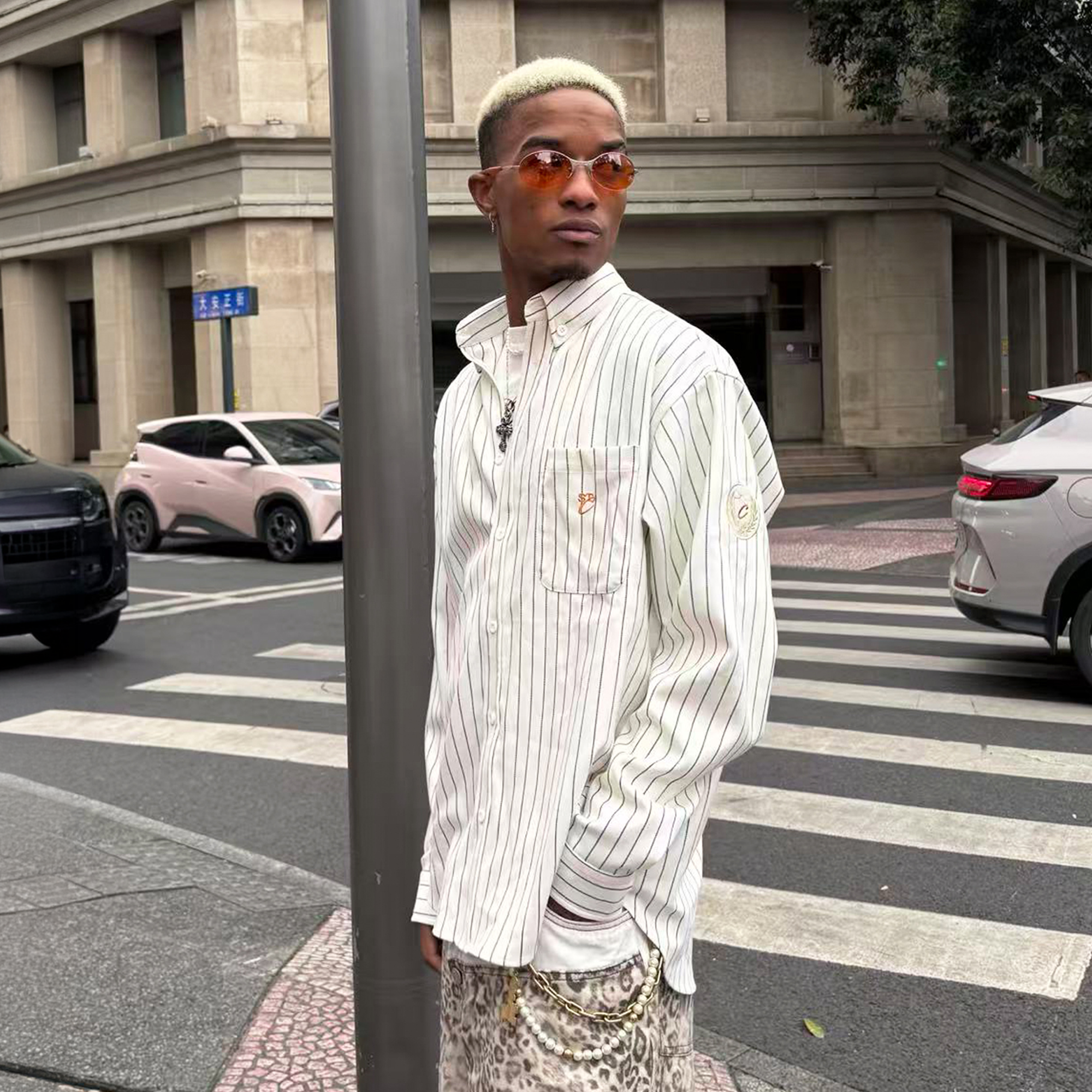 STEEPC Striped Oversized Shirt, premium urban and streetwear designers apparel on PROJECTISR.com, STEEPC