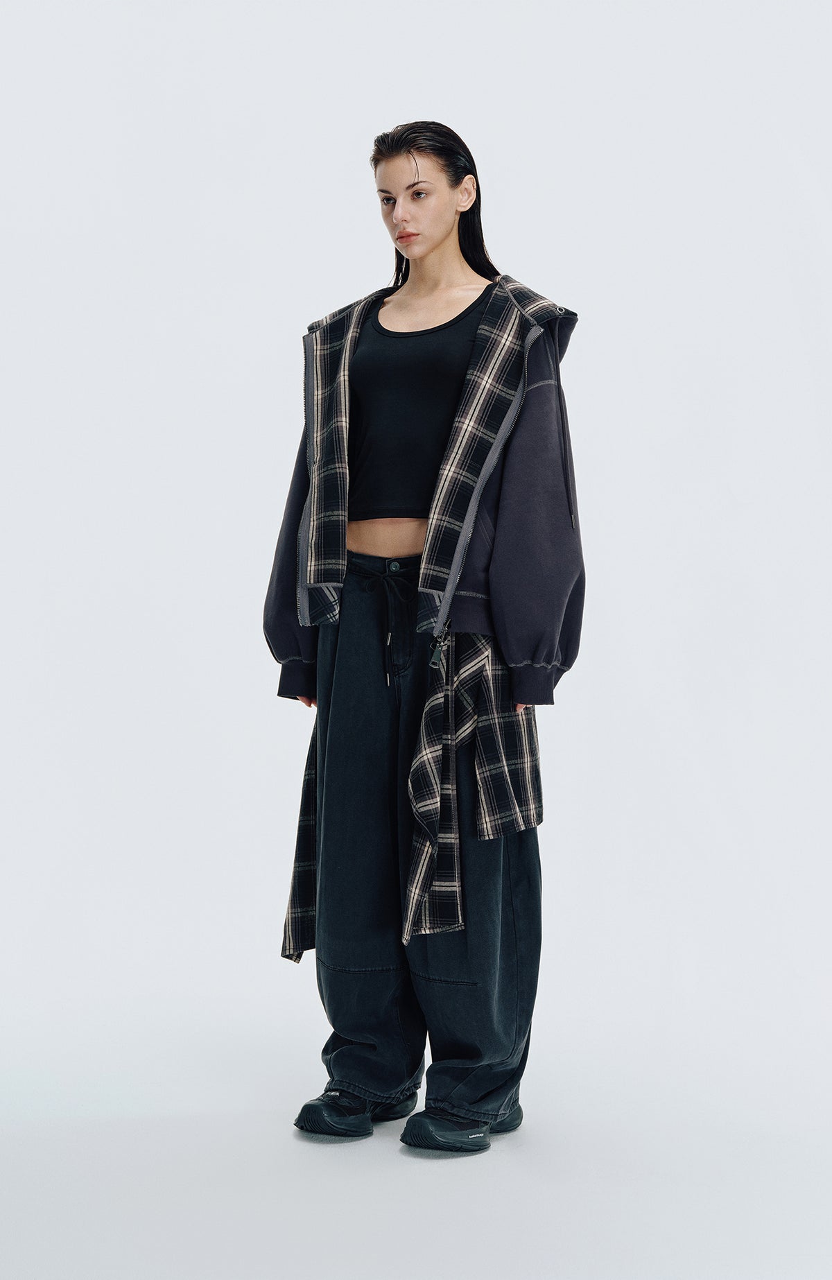 HAHAHA STUDIOS Plaid Reversible Hooded Jacket