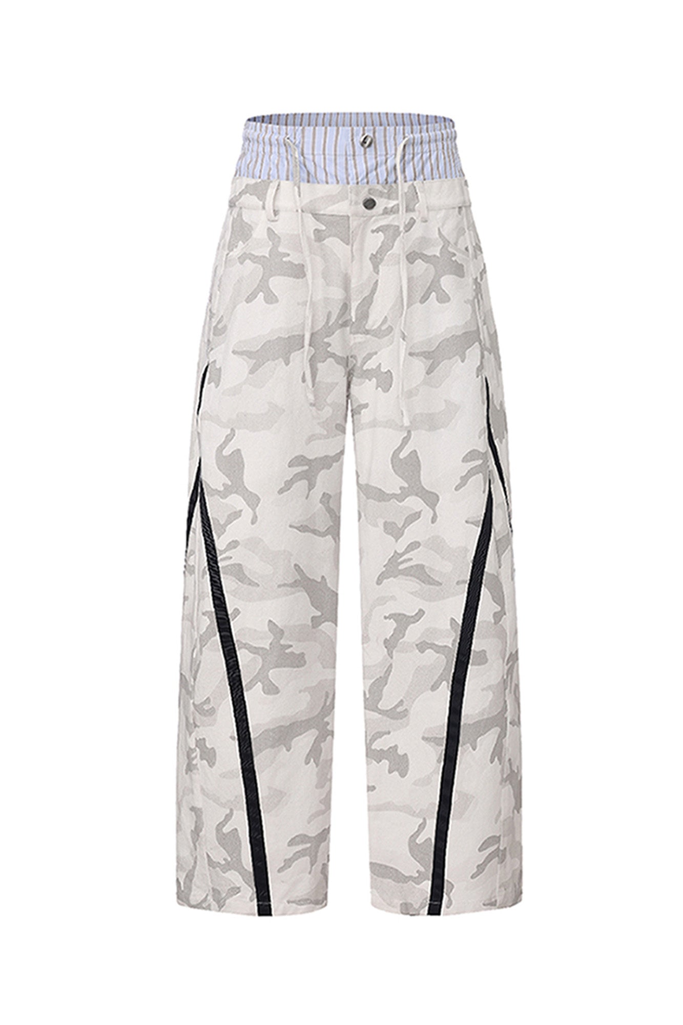 VANN VALRENCE Camo Double-Waist Wide-Leg Pants