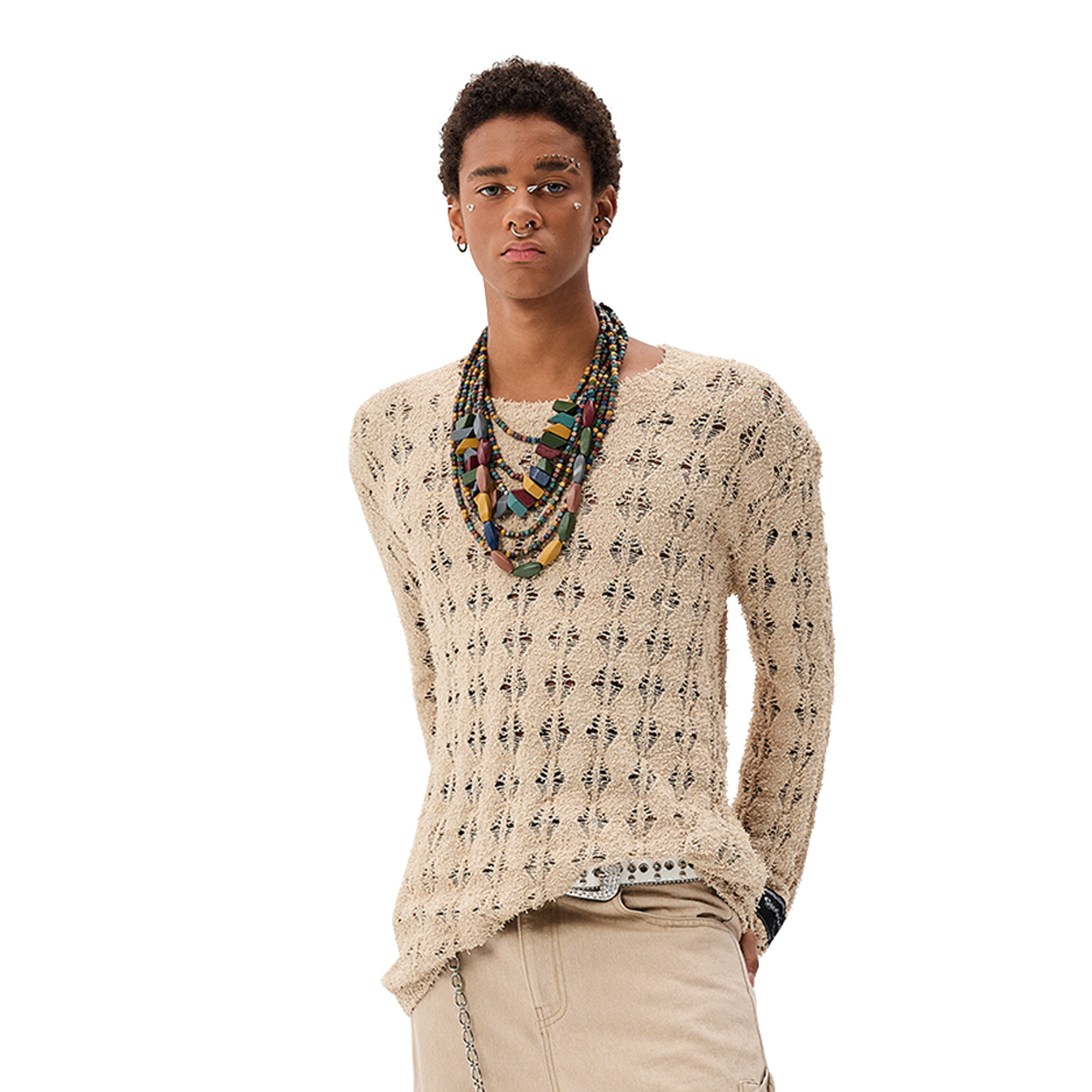 CYCYCY Punk Open-Knit Distressed Sweater
