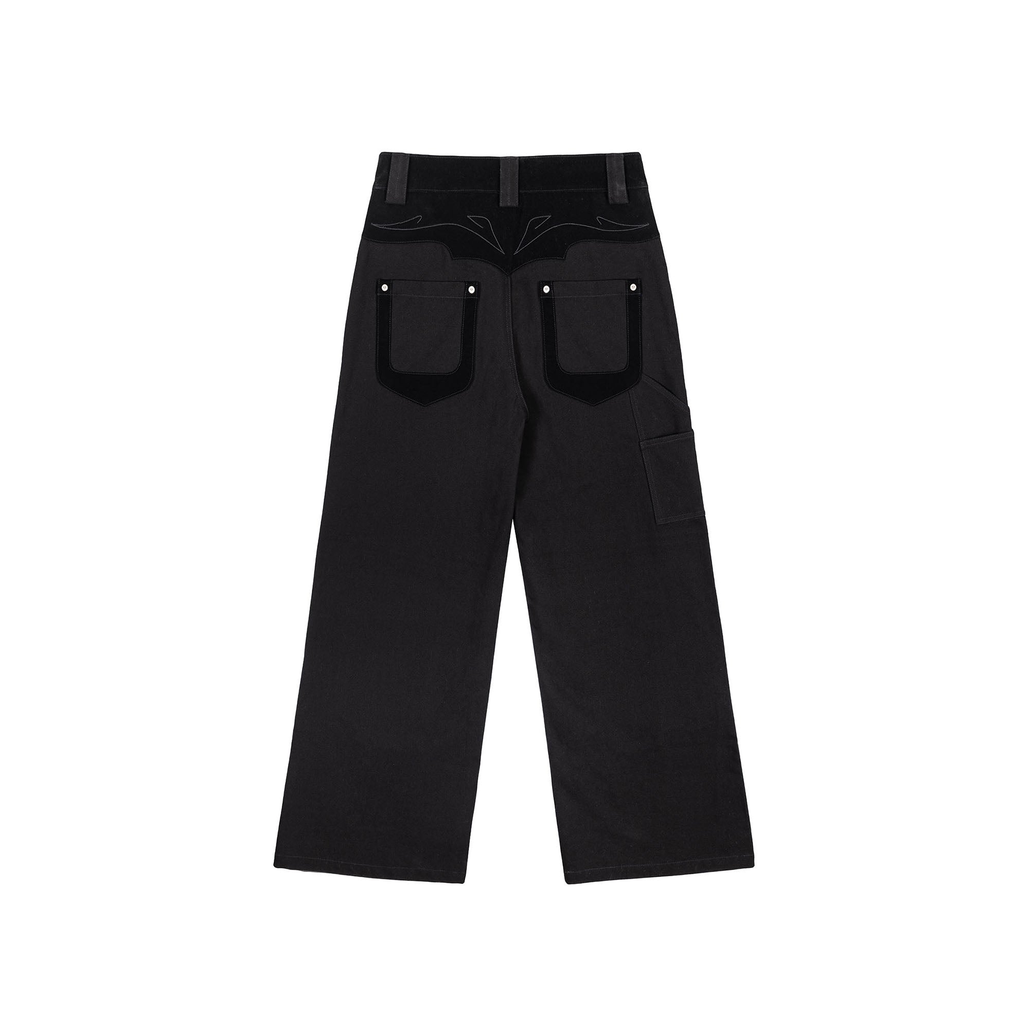 ESAIAS Rune Embroidered Velvet Panel Pants
