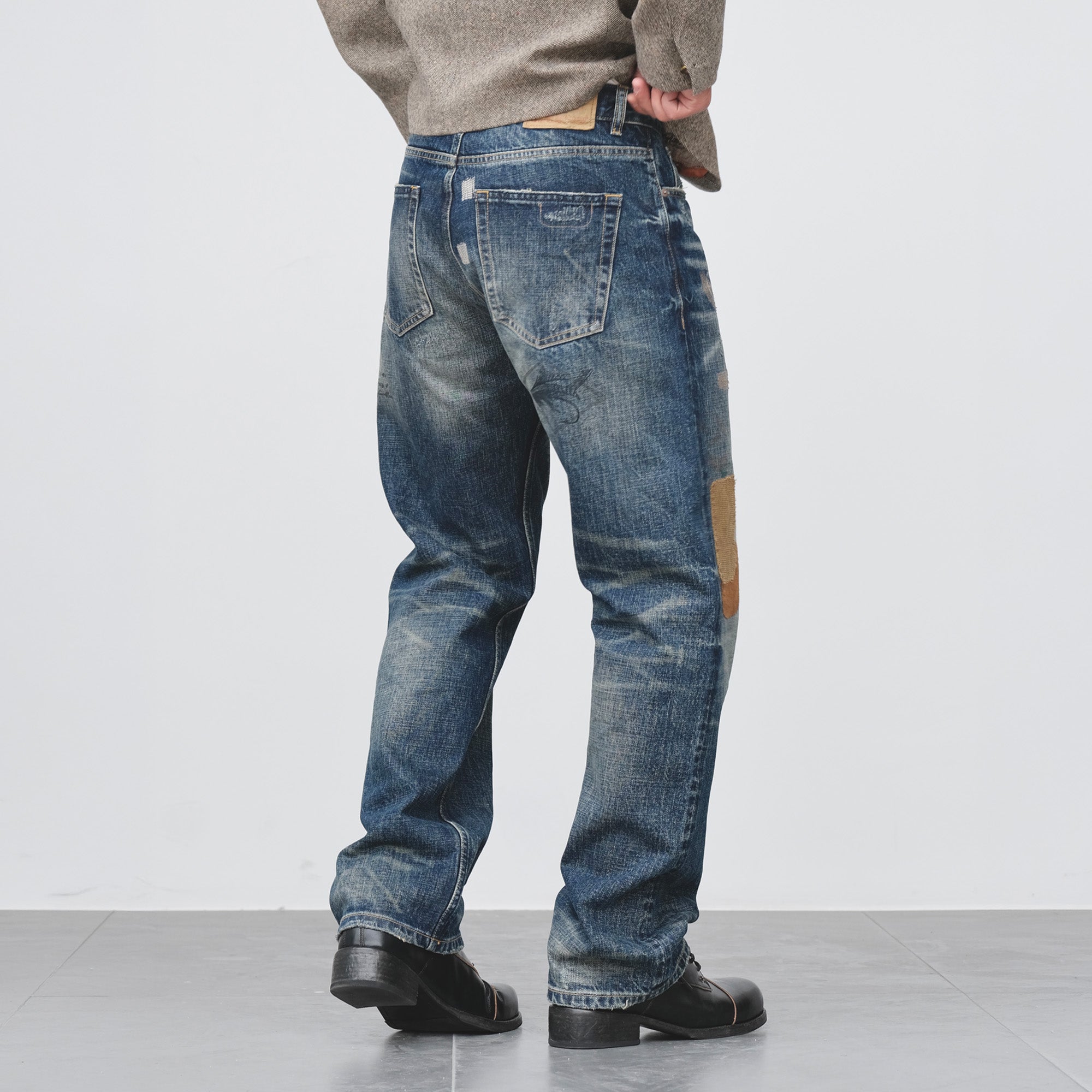 NEIGBORL Distressed Washed Patch Jeans, premium urban and streetwear designers apparel on PROJECTISR.com, NEIGBORL