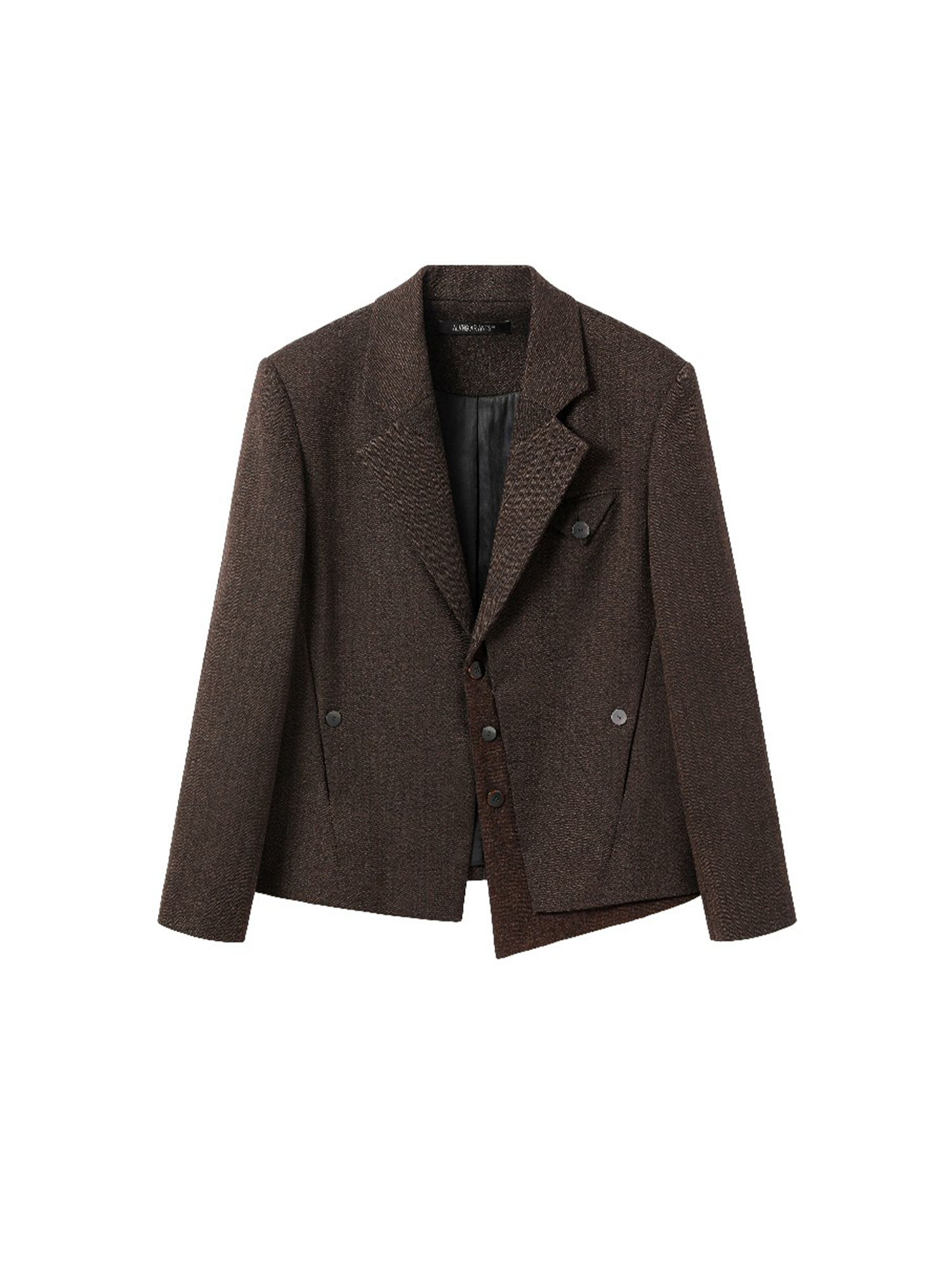 ALVNG AR ANTS Asym Herringbone Wool-Blend Blazer
