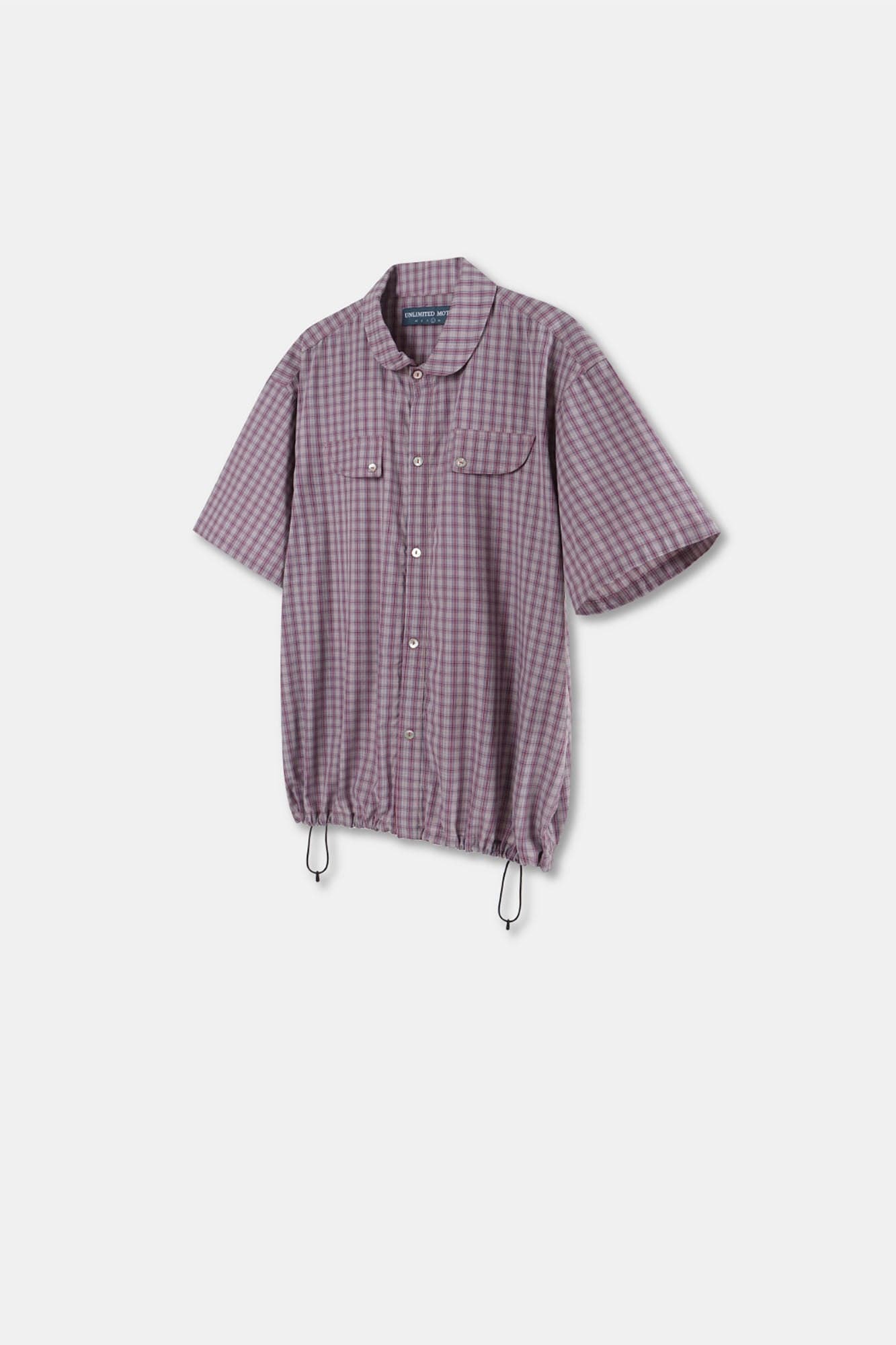 UNLIMITED MOTE Drawstring Hem Plaid Peter Pan Collar Half Shirt, premium urban and streetwear designers apparel on PROJECTISR.com, UNLIMITED MOTE