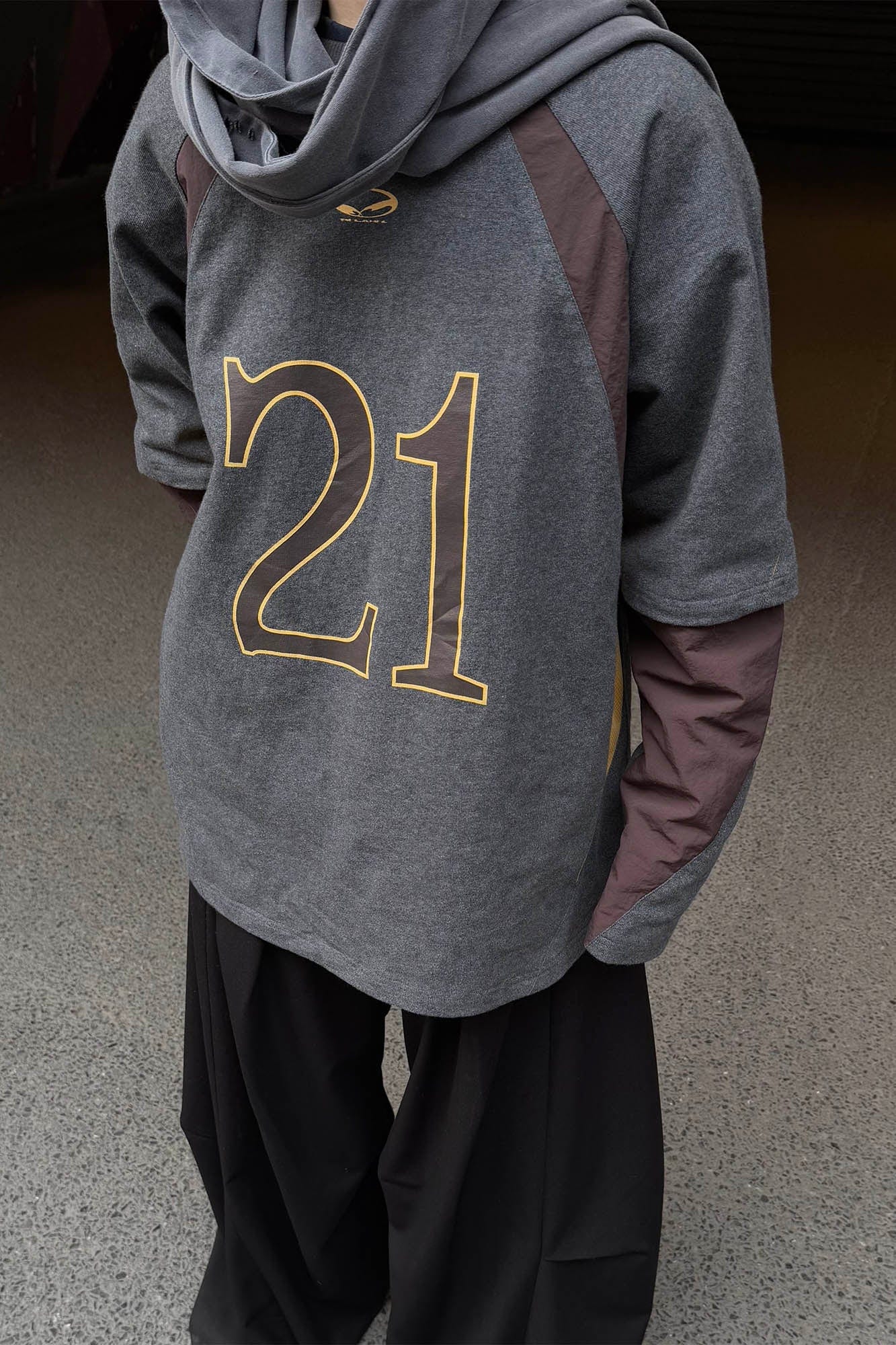 RELABEL No.21 Spliced Layered Long-Sleeve Tee, premium urban and streetwear designers apparel on PROJECTISR.com, RELABEL