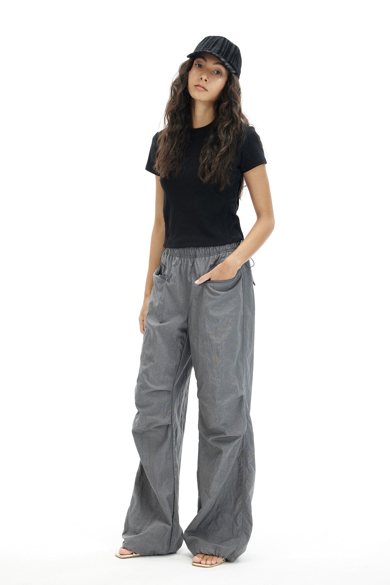 ARTIFICIAL WORLD Drawstring Zipper Pocket Parachute Pants, premium urban and streetwear designers apparel on PROJECTISR.com, ARTIFICIAL WORLD