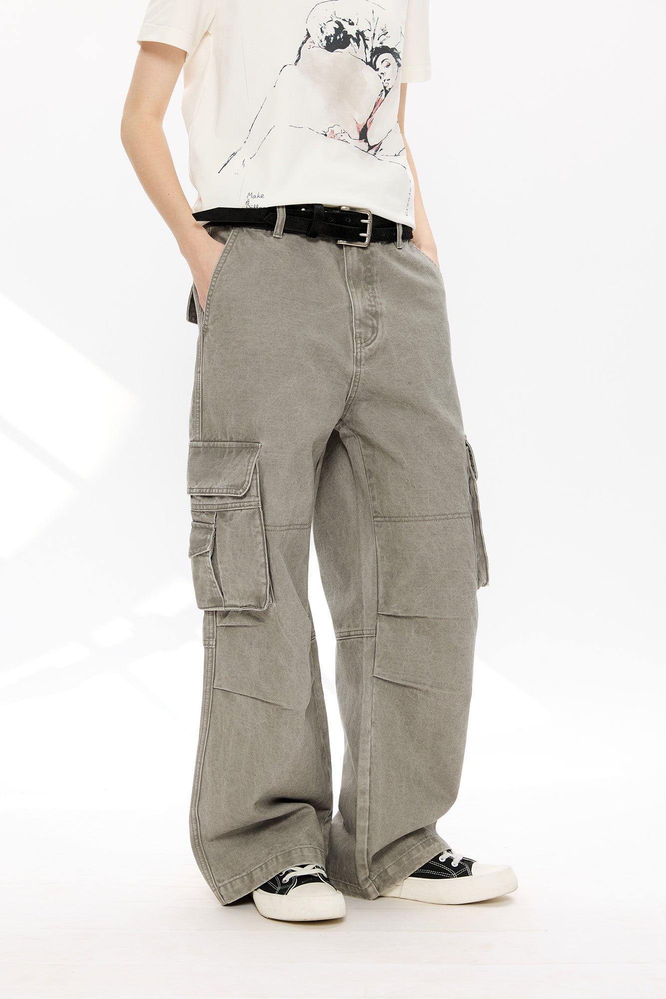 KREATE Washed Pleated Cargo Pants, premium urban and streetwear designers apparel on PROJECTISR.com, KREATE