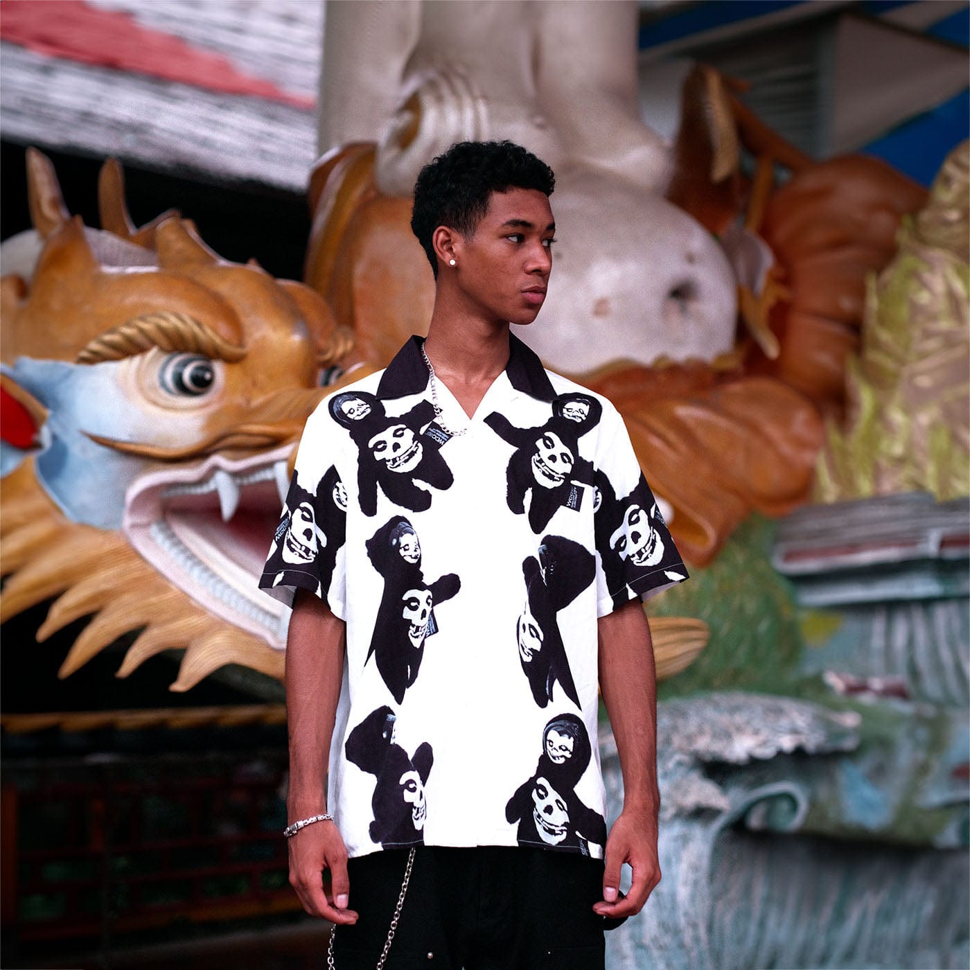 WCC Ghost Face Full Print Cuban Half Shirt, premium urban and streetwear designers apparel on PROJECTISR.com, WCC