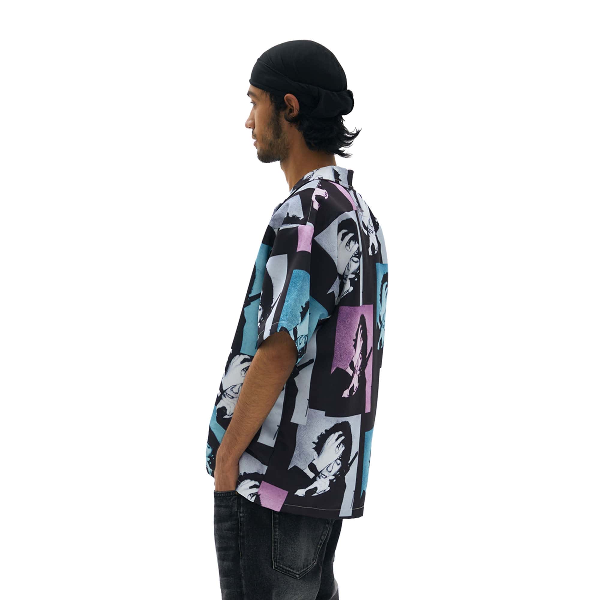 TECNINEGROUP Pop Art Portrait Graphic Cuban Half Shirt, premium urban and streetwear designers apparel on PROJECTISR.com, TECNINEGROUP