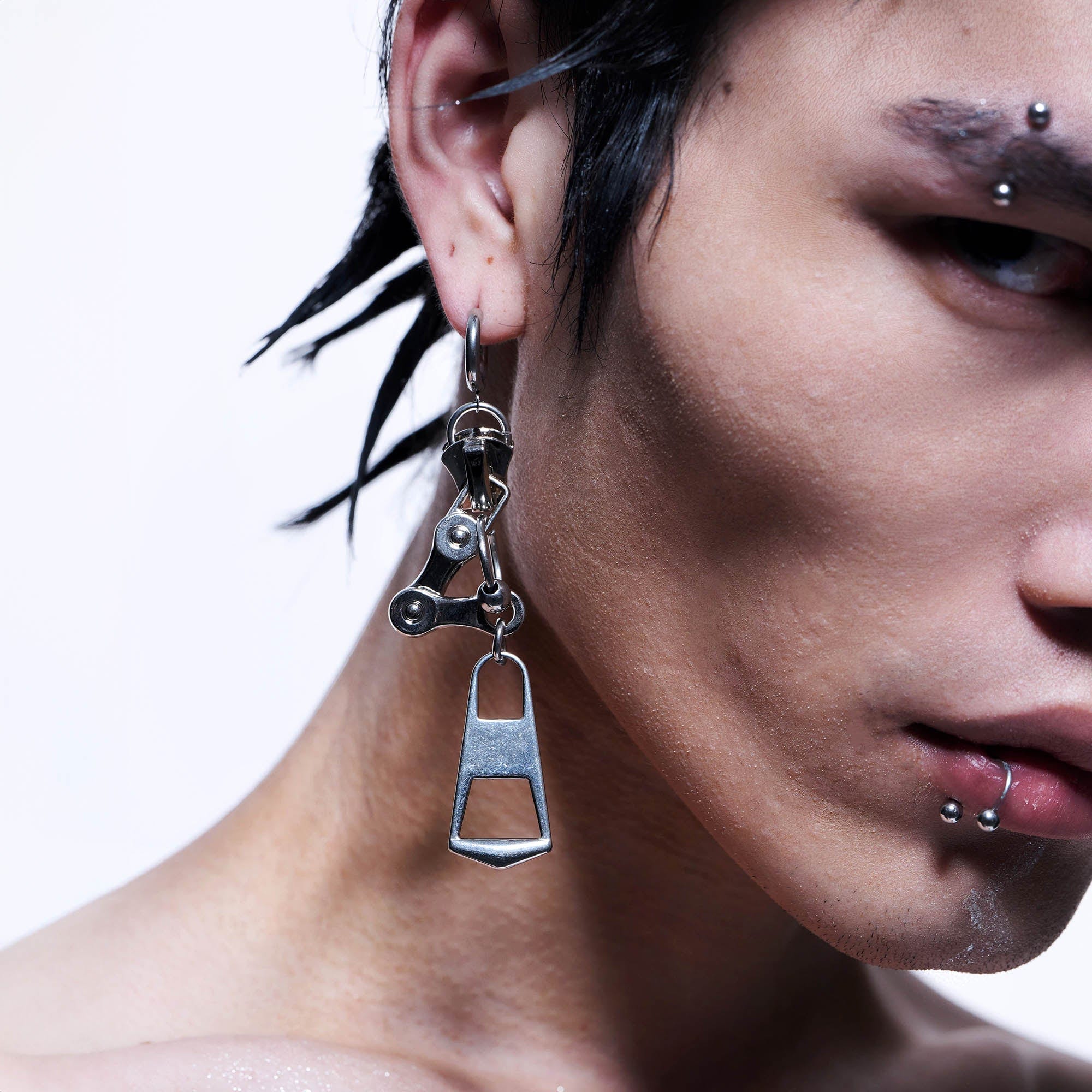 ILLUSORY Mechanical Zipper Earrings, premium urban and streetwear designers apparel on PROJECTISR.com, ILLUSORY