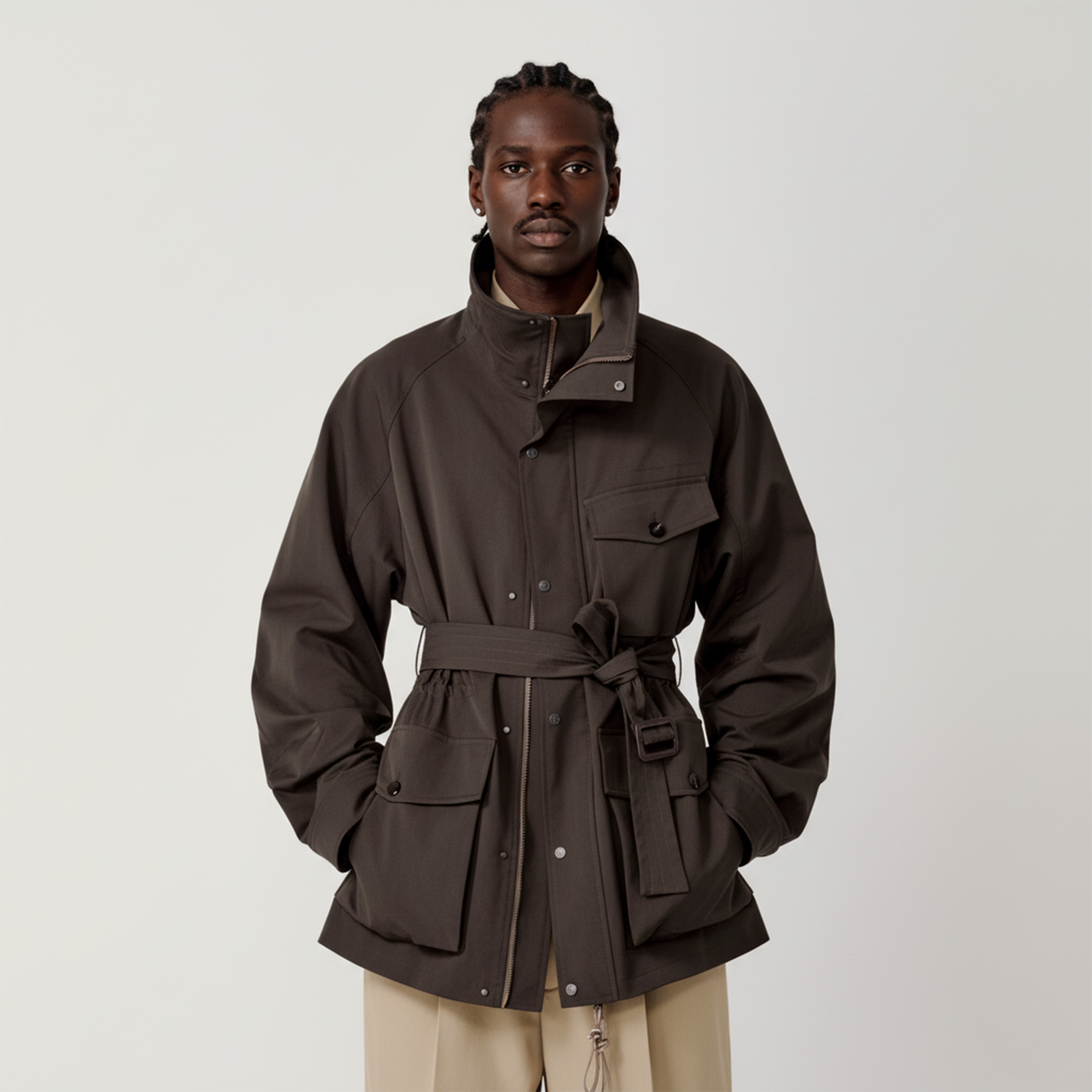 OPICLOTH Multi-Pockets Cinchable Utility Jacket, premium urban and streetwear designers apparel on PROJECTISR.com, OPICLOTH