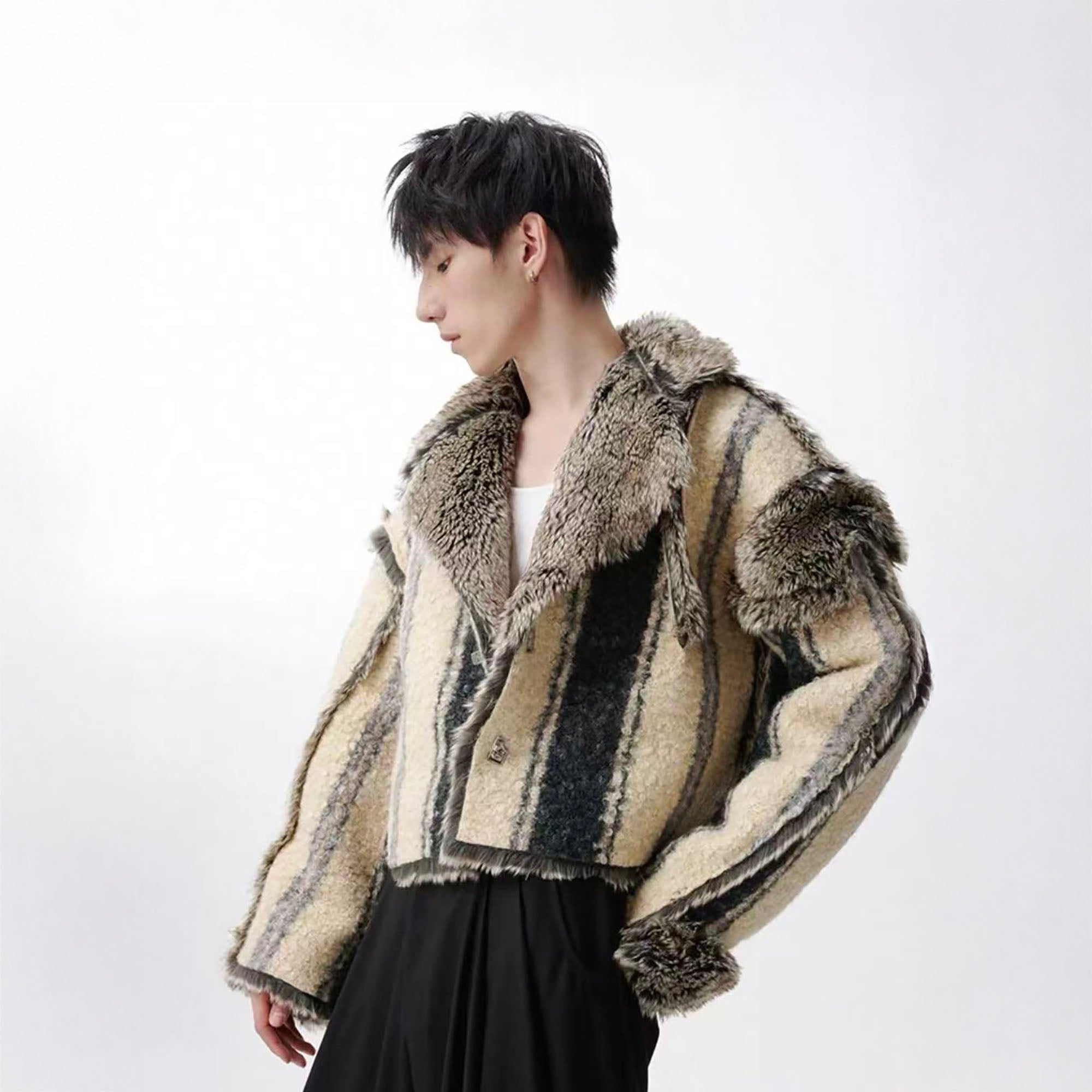 TUIMU Reversible Faux Fur Cropped Jacket, premium urban and streetwear designers apparel on PROJECTISR.com, TUIMU