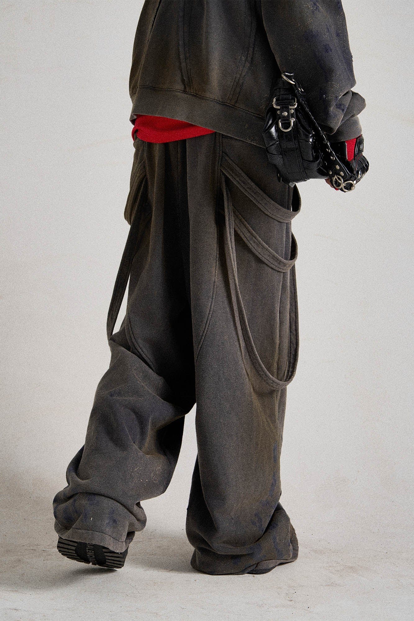 FLYERRER Spliced Multi-Strap Wide-Leg Sweatpants, premium urban and streetwear designers apparel on PROJECTISR.com, FLYERRER