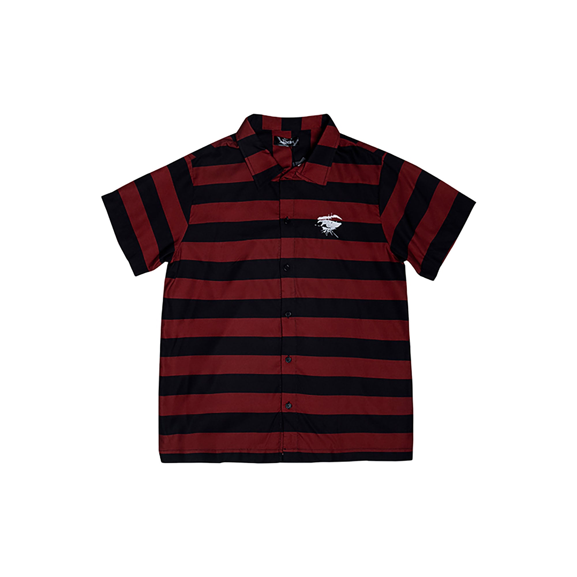 RECOVER ZONE Striped Punk Patch Half Shirt