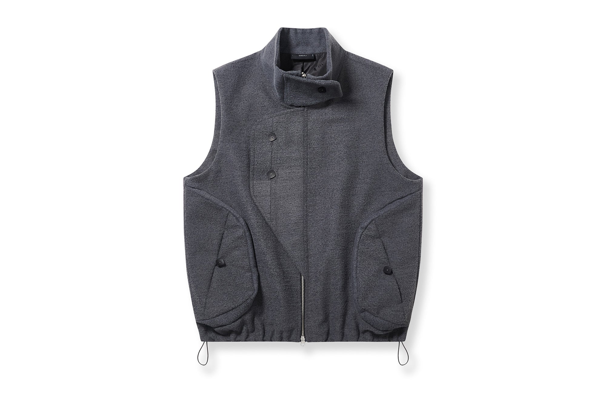 7440 37 1 Asym Placket Drawstring Hem Padded Vest, premium urban and streetwear designers apparel on PROJECTISR.com, 7440 37 1