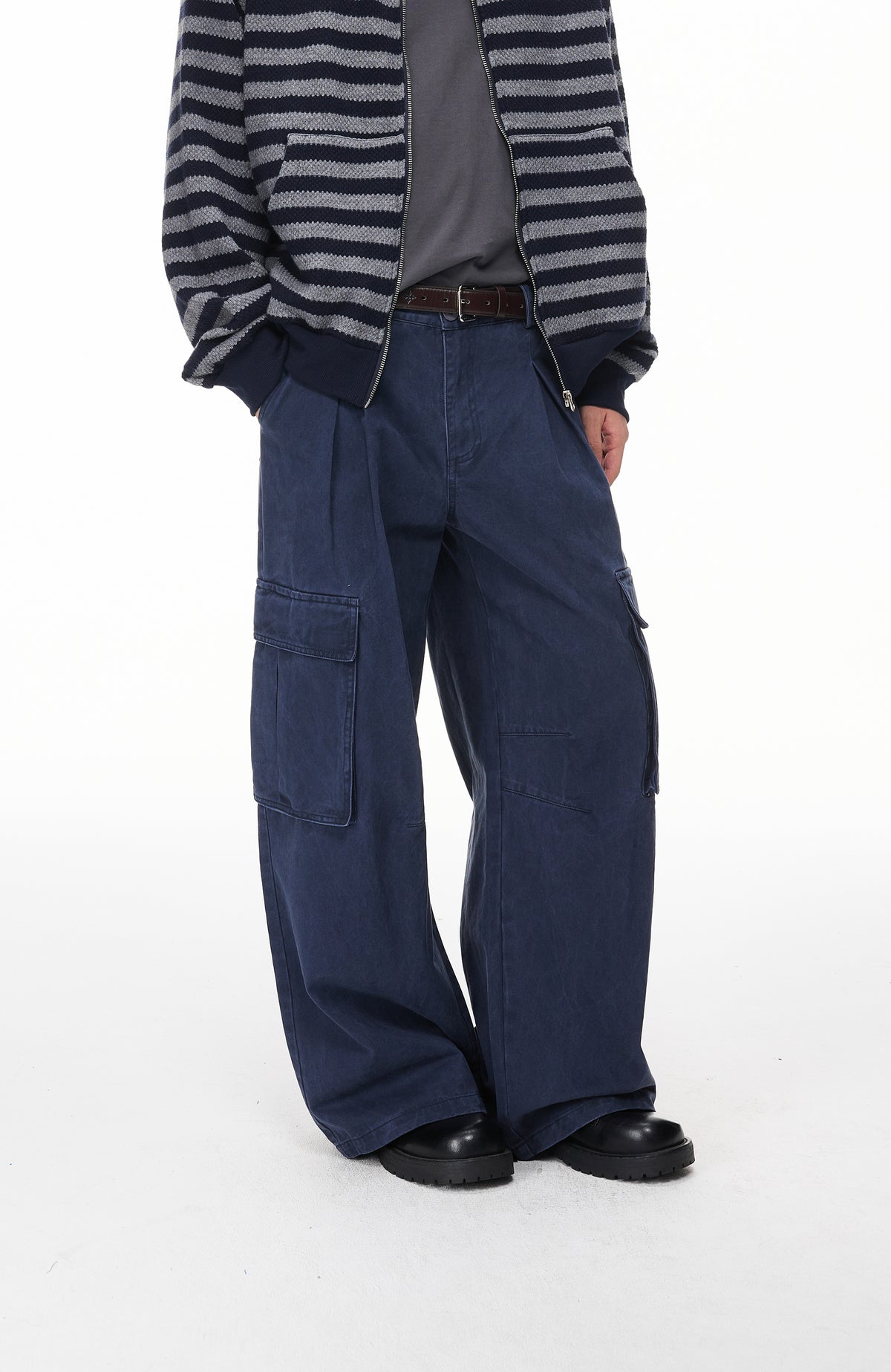 BOTANICA Washed Double-Pleat Multi-Pocket Wide-Leg Pants