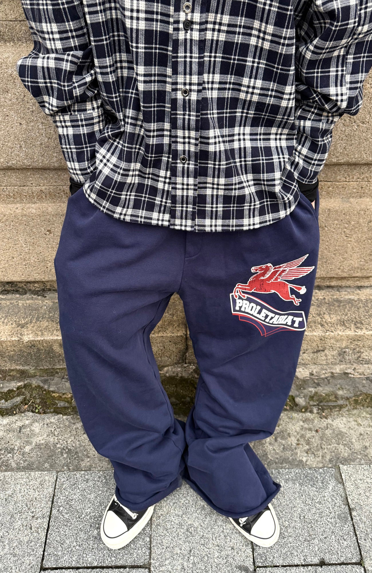 TRECLUB Washed Graphic Wide-Leg Sweatpants, premium urban and streetwear designers apparel on PROJECTISR.com, TRECLUB