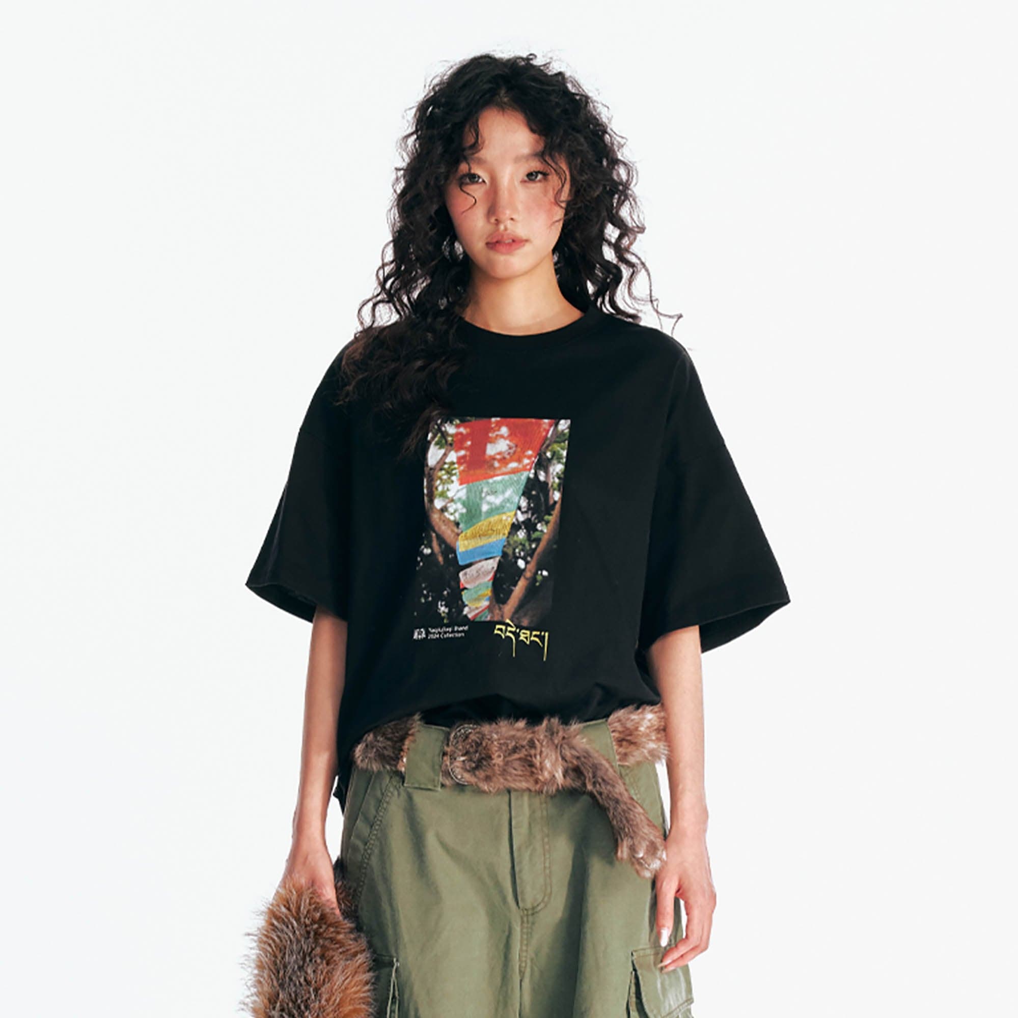 1997 POSTOFFICE Prayer Flags Graphic T-Shirt, premium urban and streetwear designers apparel on PROJECTISR.com, 1997 POSTOFFICE