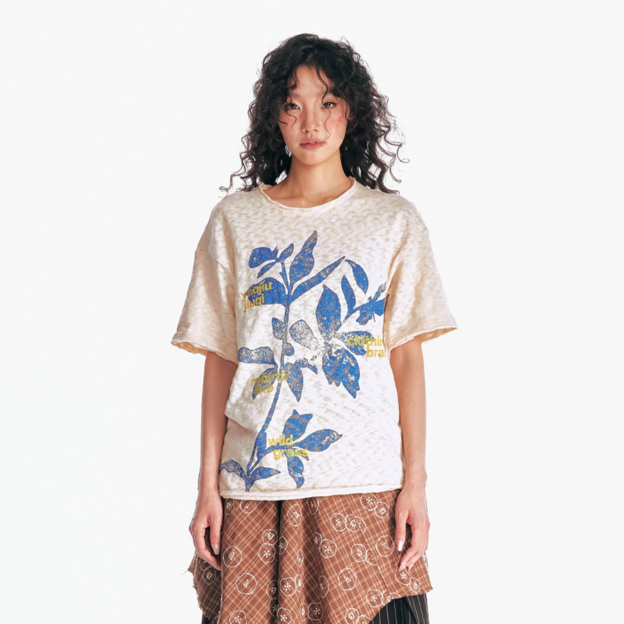 1997 POSTOFFICE Sesame Leaves Graphics Burnout T-Shirt, premium urban and streetwear designers apparel on PROJECTISR.com, 1997 POSTOFFICE