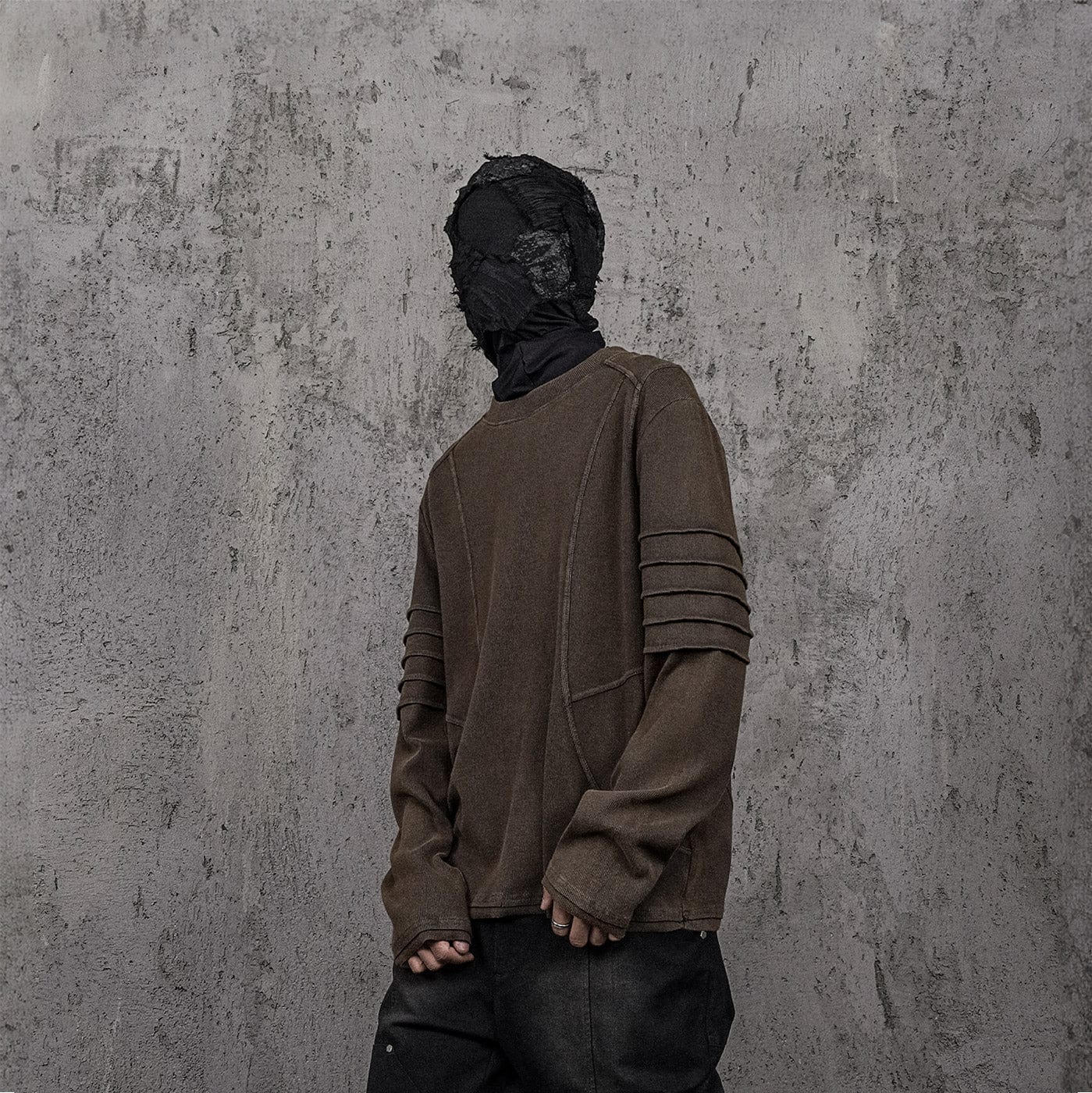 UNDERWATER Distressed Deconstructed Light Sweatshirt Brown, premium urban and streetwear designers apparel on PROJECTISR.com, UNDERWATER