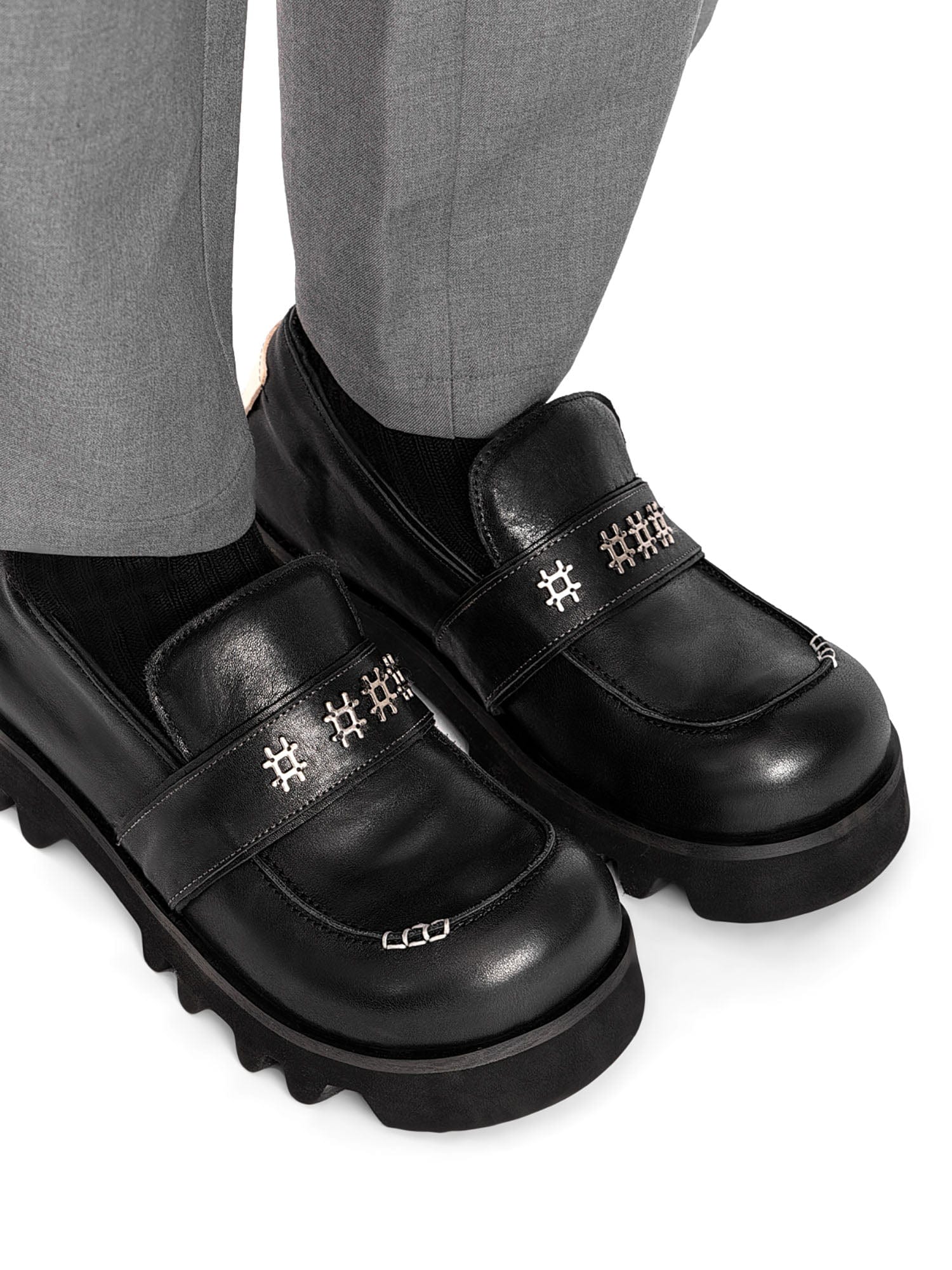 REWRITE Cowhide Chunky Sole Loafers Black, premium urban and streetwear designers apparel on PROJECTISR.com, REWRITE