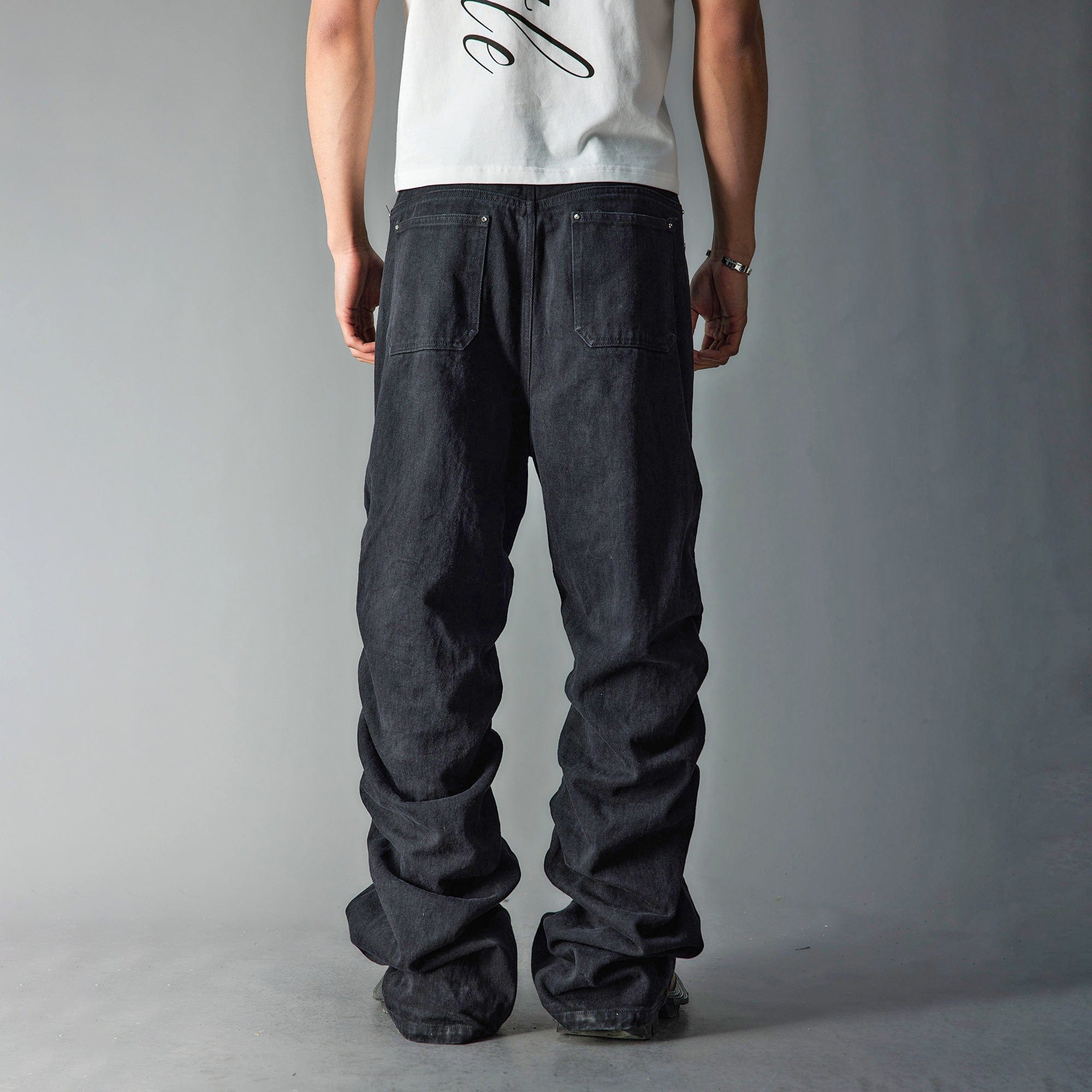 WHISTLEHUNTER Stacked Washed Rivet Flare Jeans, premium urban and streetwear designers apparel on PROJECTISR.com, WHISTLEHUNTER
