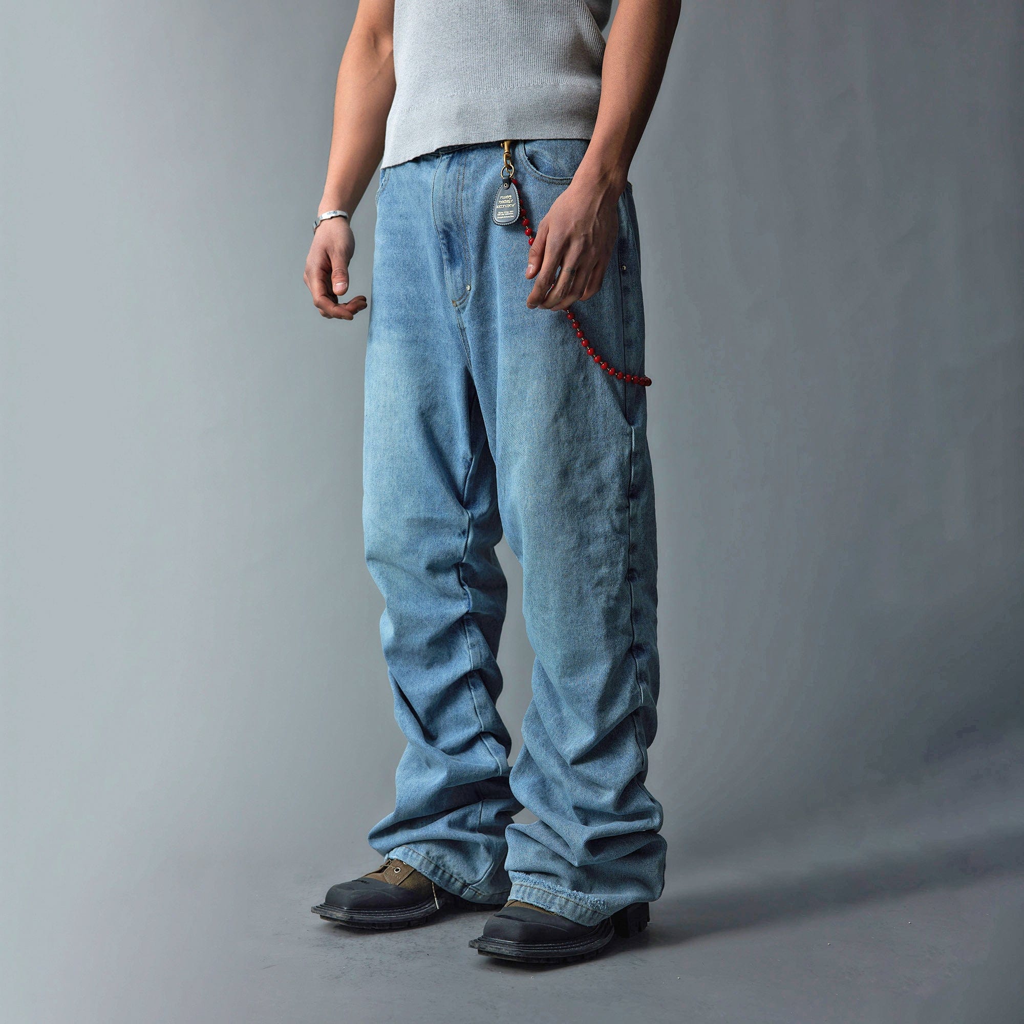 WHISTLEHUNTER Stacked Washed Rivet Flare Jeans, premium urban and streetwear designers apparel on PROJECTISR.com, WHISTLEHUNTER