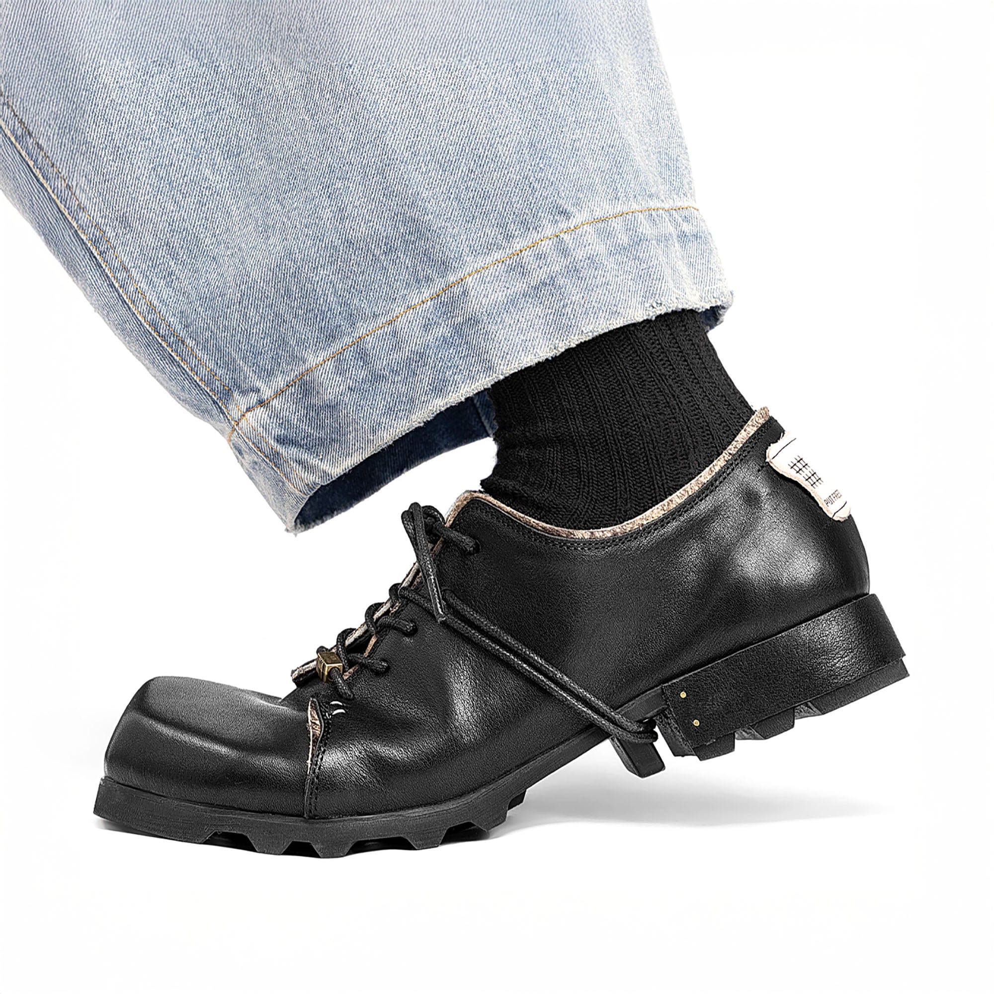 REWRITE Lace Up Square-Toe Derby Shoes, premium urban and streetwear designers apparel on PROJECTISR.com, REWRITE