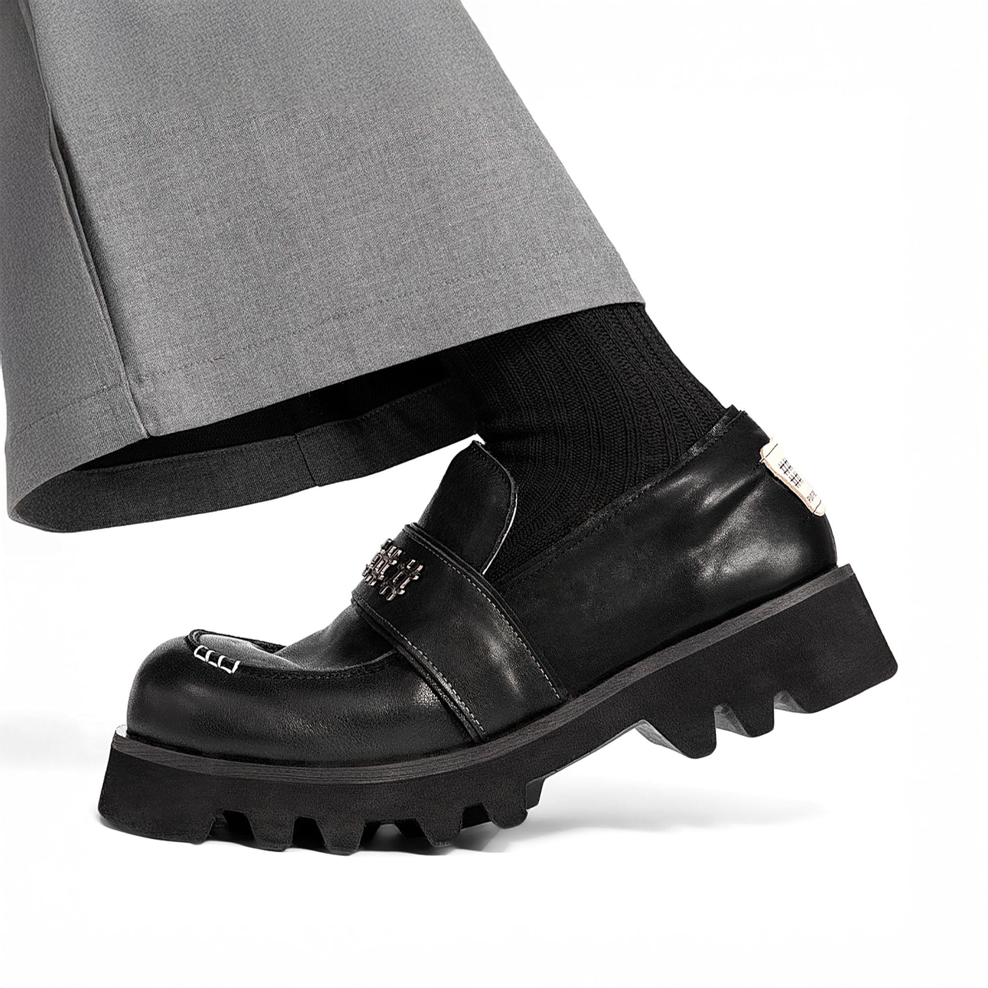 REWRITE Cowhide Chunky Sole Loafers Black, premium urban and streetwear designers apparel on PROJECTISR.com, REWRITE