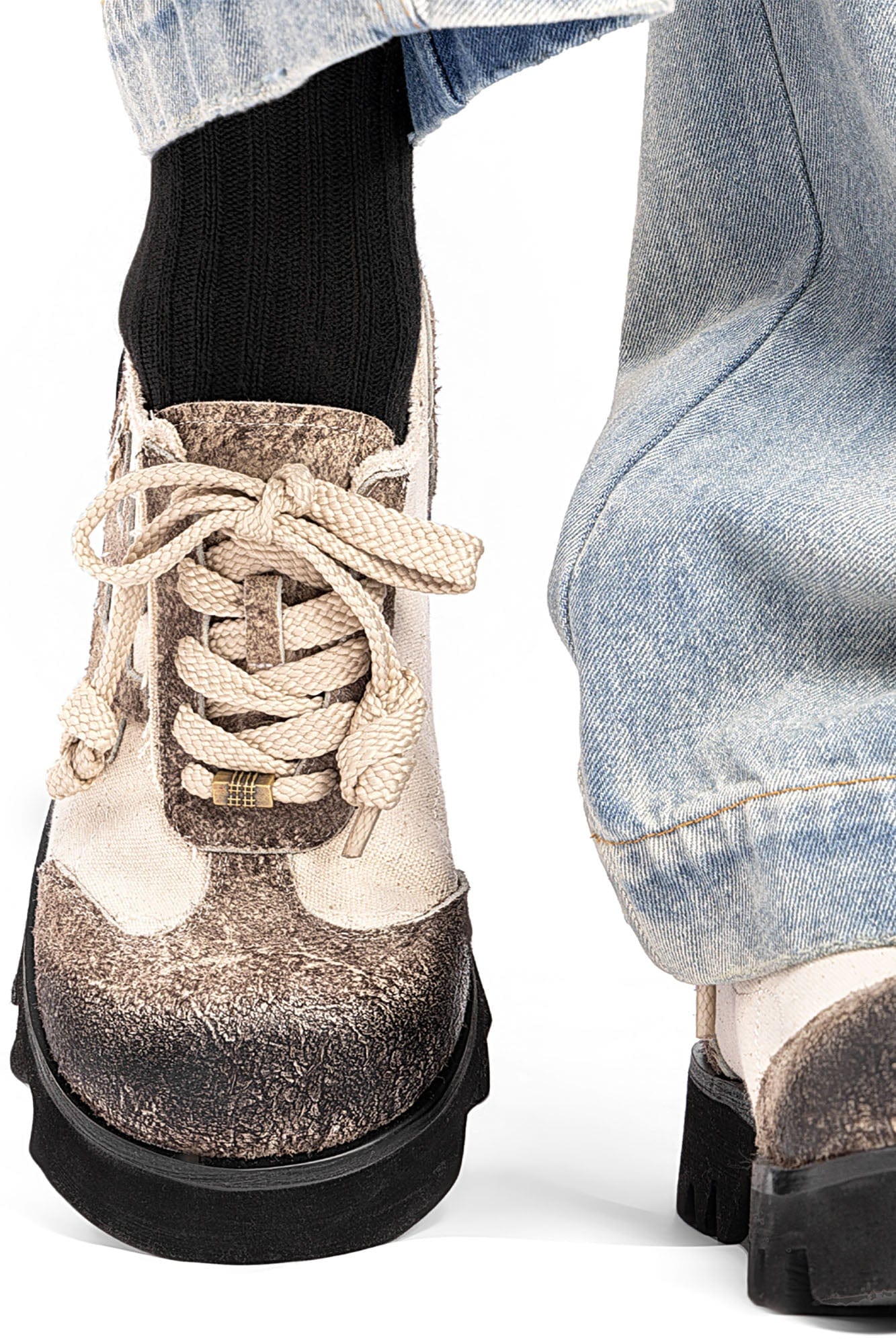 REWRITE Distressed Stitch Panel Chunky Oxfords, premium urban and streetwear designers apparel on PROJECTISR.com, REWRITE