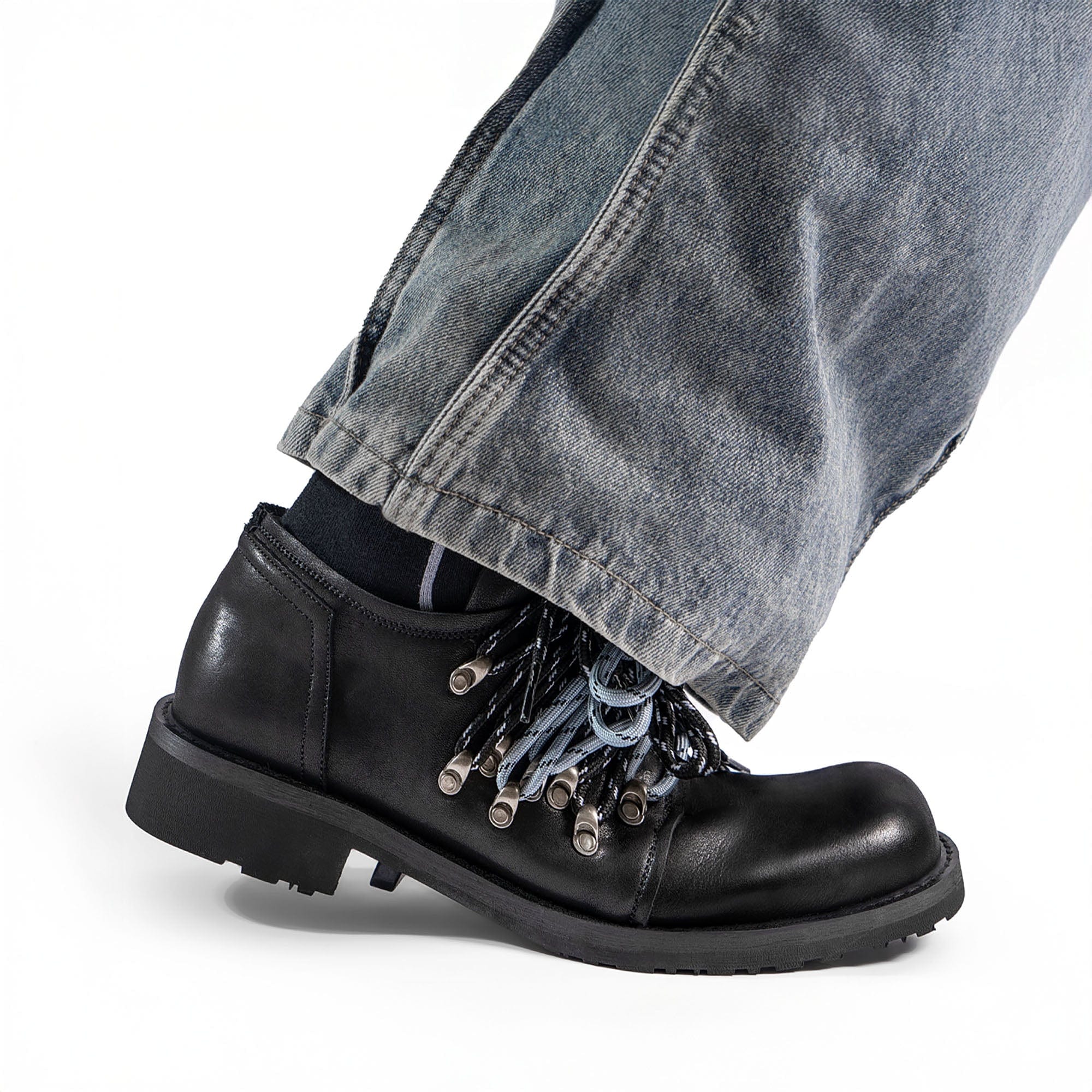 REWRITE Contrast Rope-Laced Leather Derby Shoes, premium urban and streetwear designers apparel on PROJECTISR.com, REWRITE