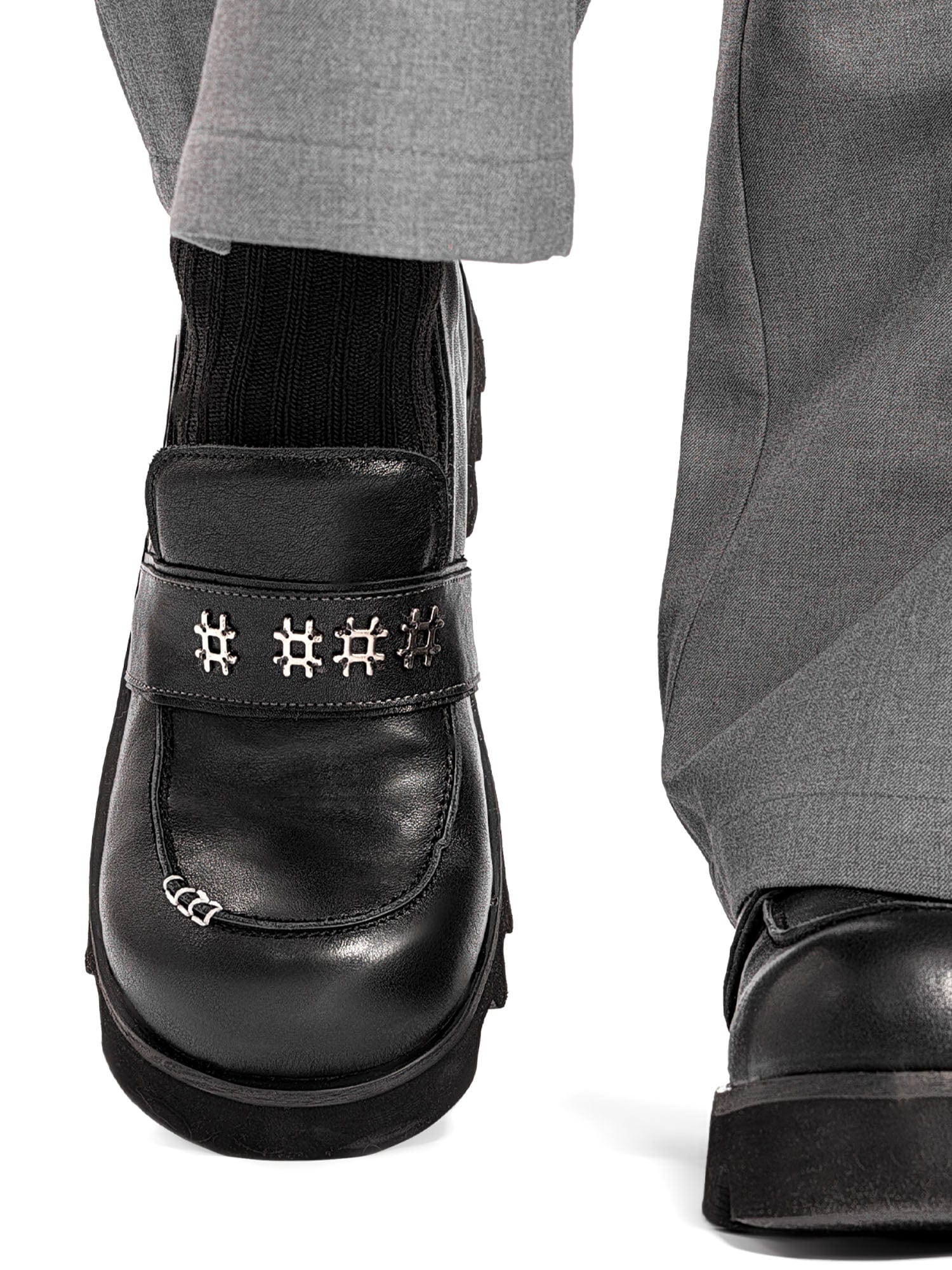 REWRITE Cowhide Chunky Sole Loafers Black, premium urban and streetwear designers apparel on PROJECTISR.com, REWRITE