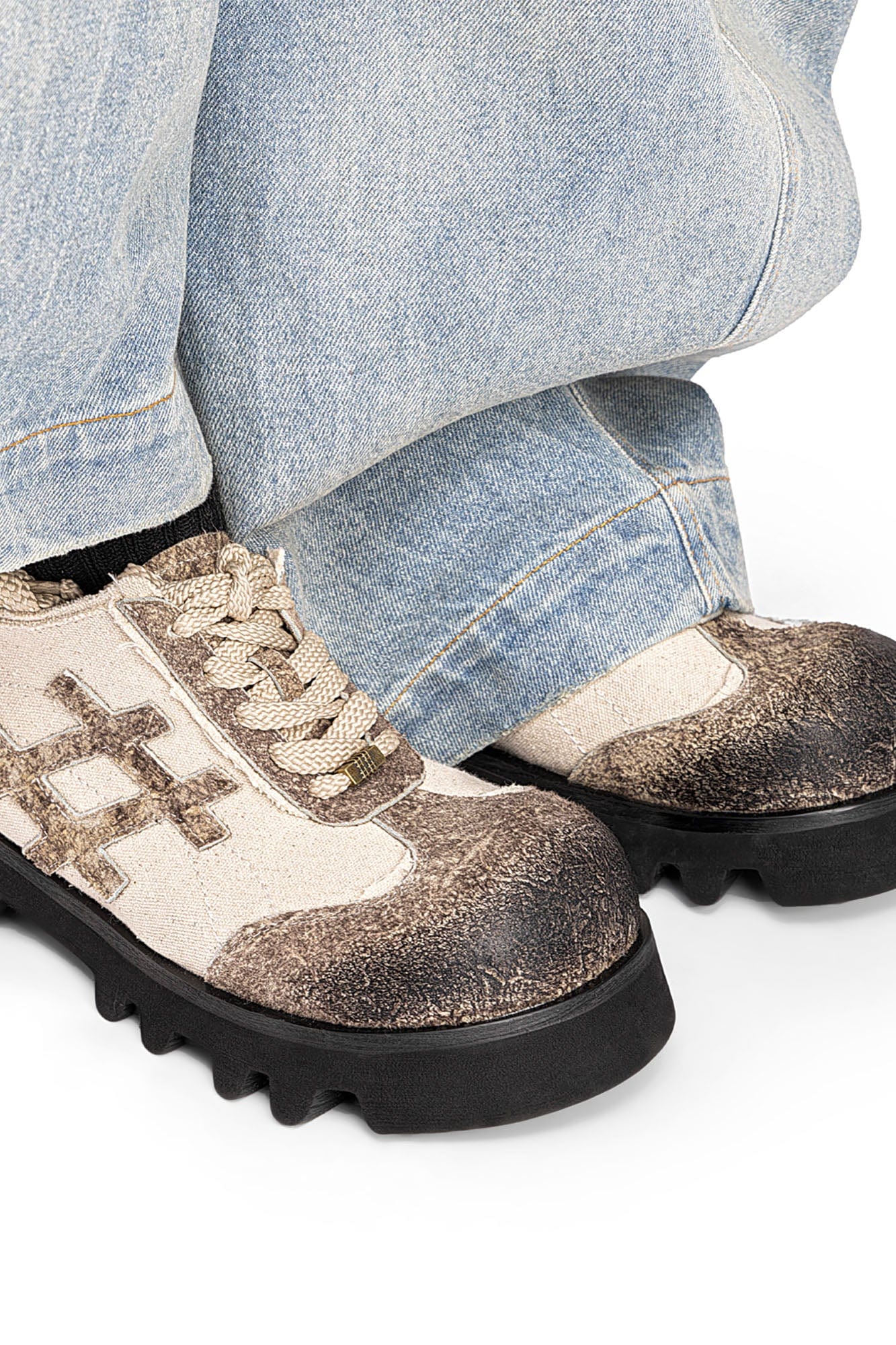 REWRITE Distressed Stitch Panel Chunky Oxfords, premium urban and streetwear designers apparel on PROJECTISR.com, REWRITE